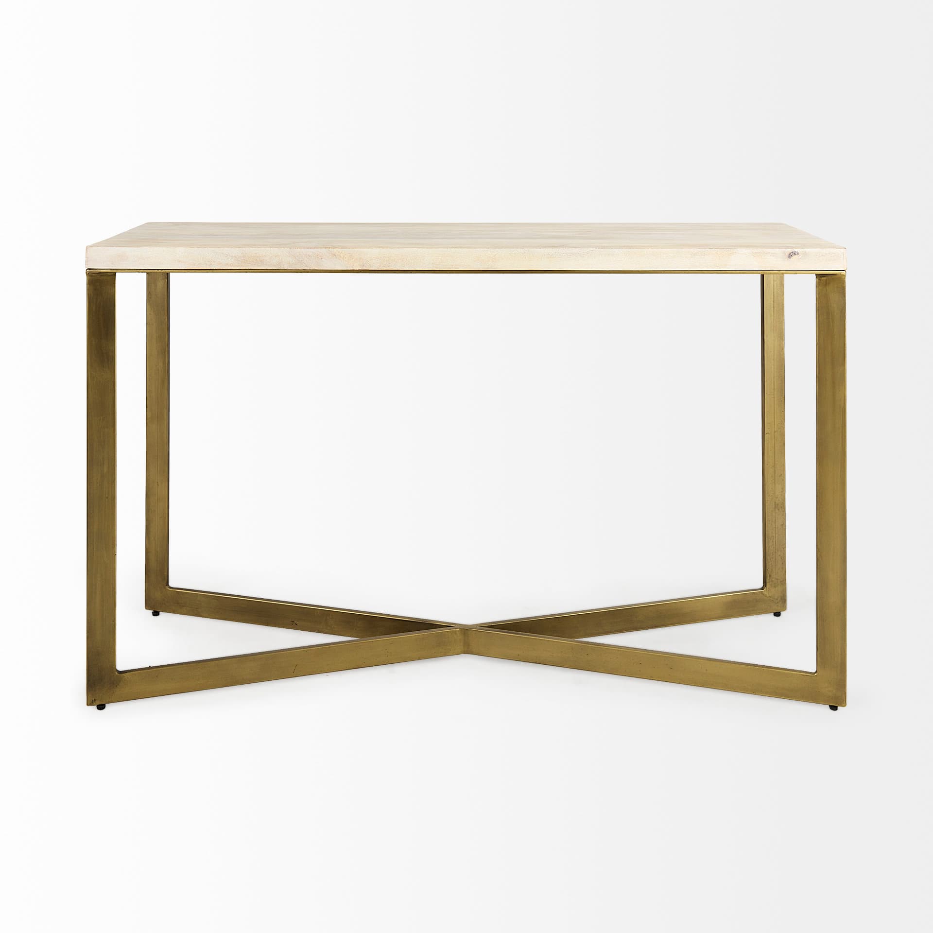 Faye 50L x 15W x 30H Beige Finished Wood W/Gold Metal Base Console Table — product photograph