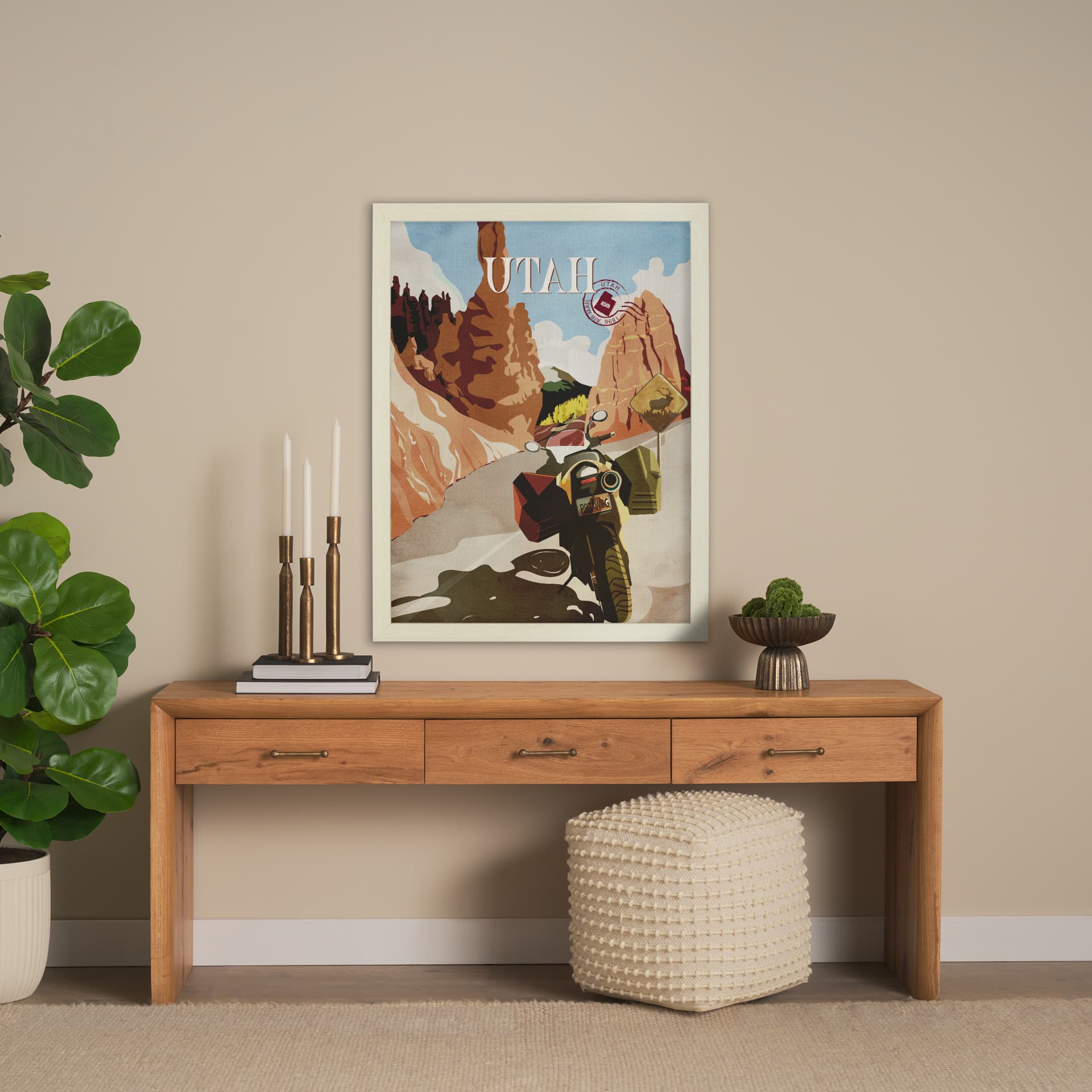 Utah Go USA (L) by Mercana Studio a Hand Embellished Decograph Framed Art Print — in a styled room