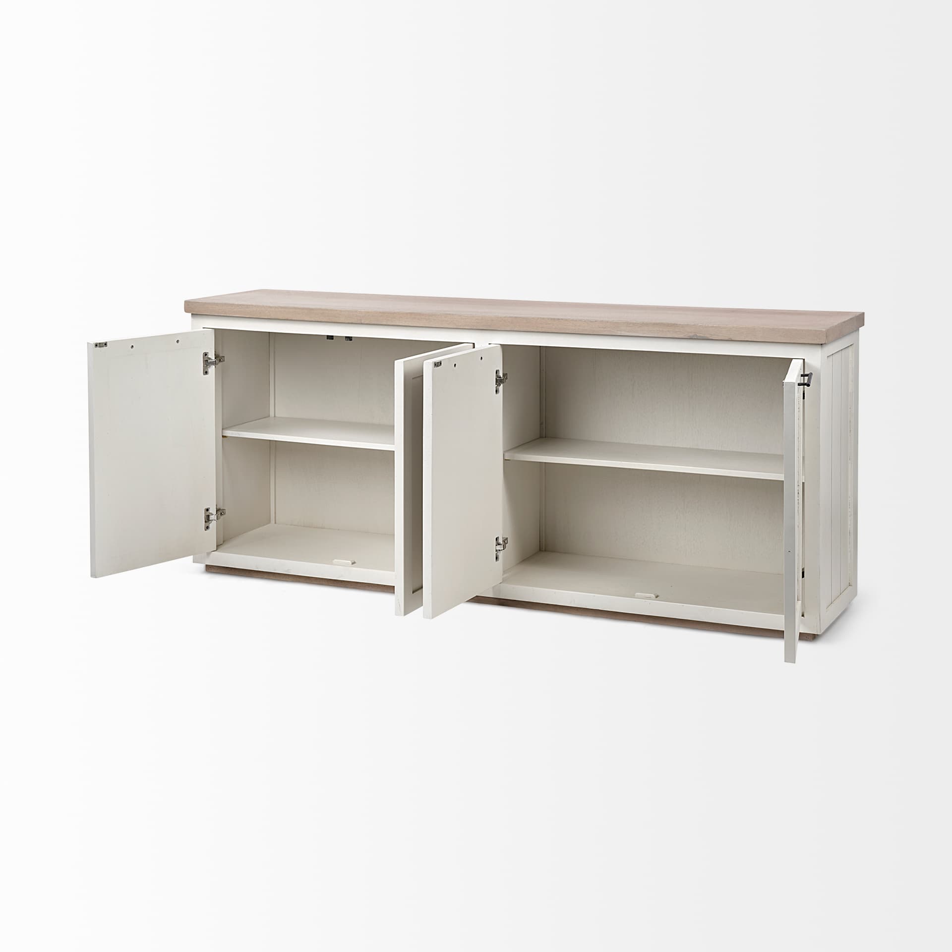 Fairview III Solid Wood Brown Top & White Frame 4 Cabinet Door Sideboard — product photograph