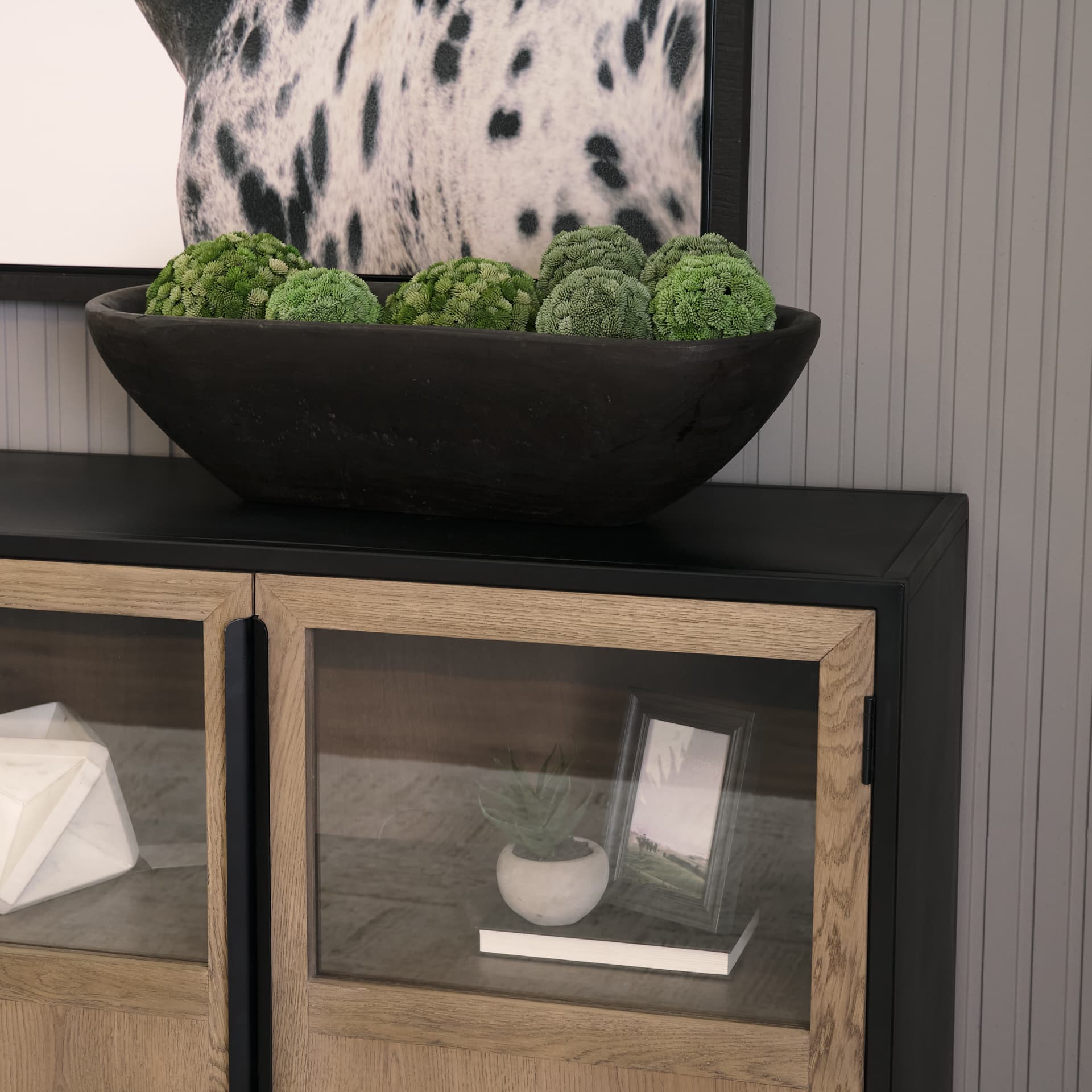 Athena Extra Large Oblong Black-Brown Reclaimed Wood Bowl — product photograph
