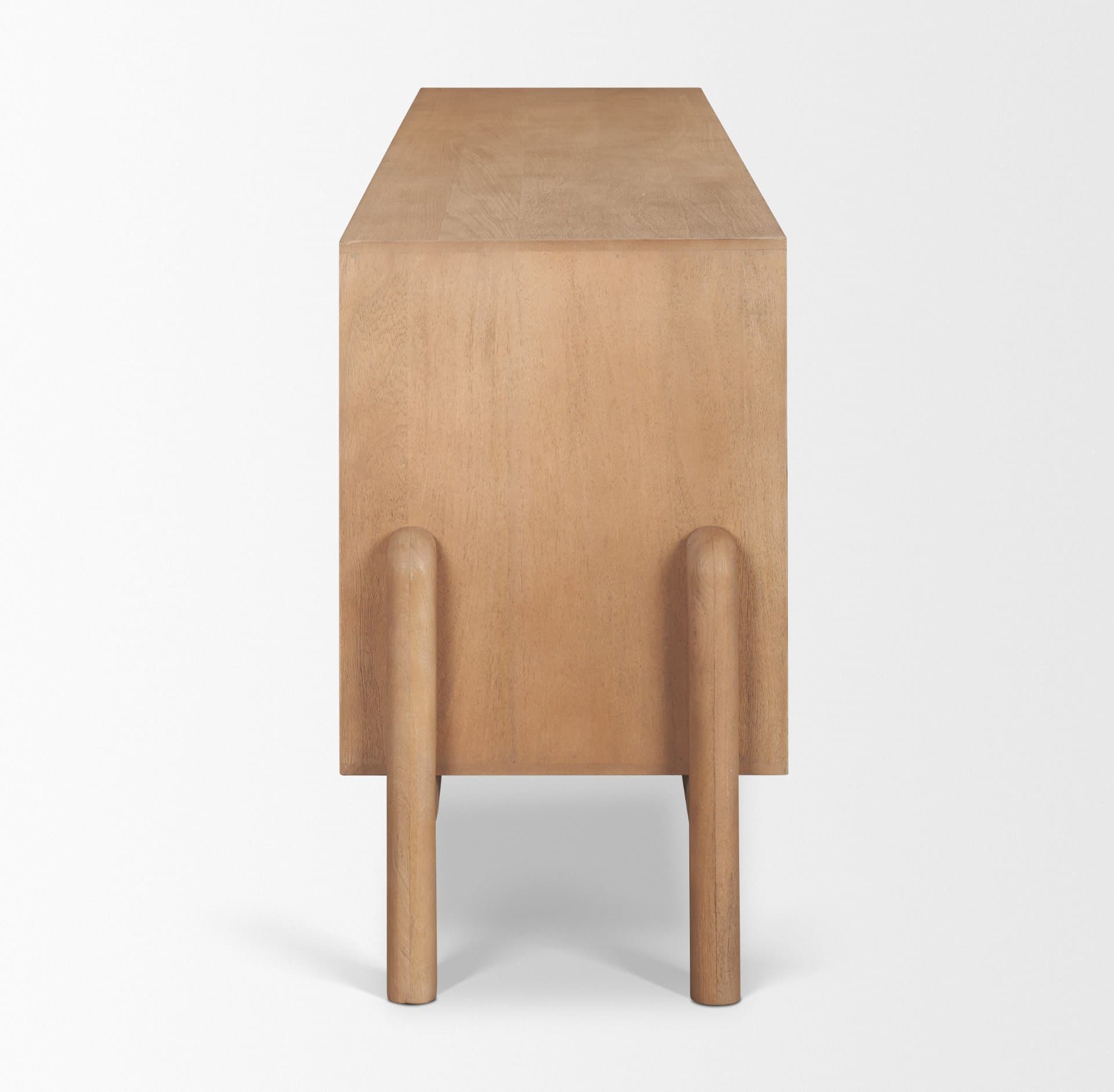 Trellyn Light Brown Solid Wood 4-Door Sideboard with Carved Woven Doors — product photograph