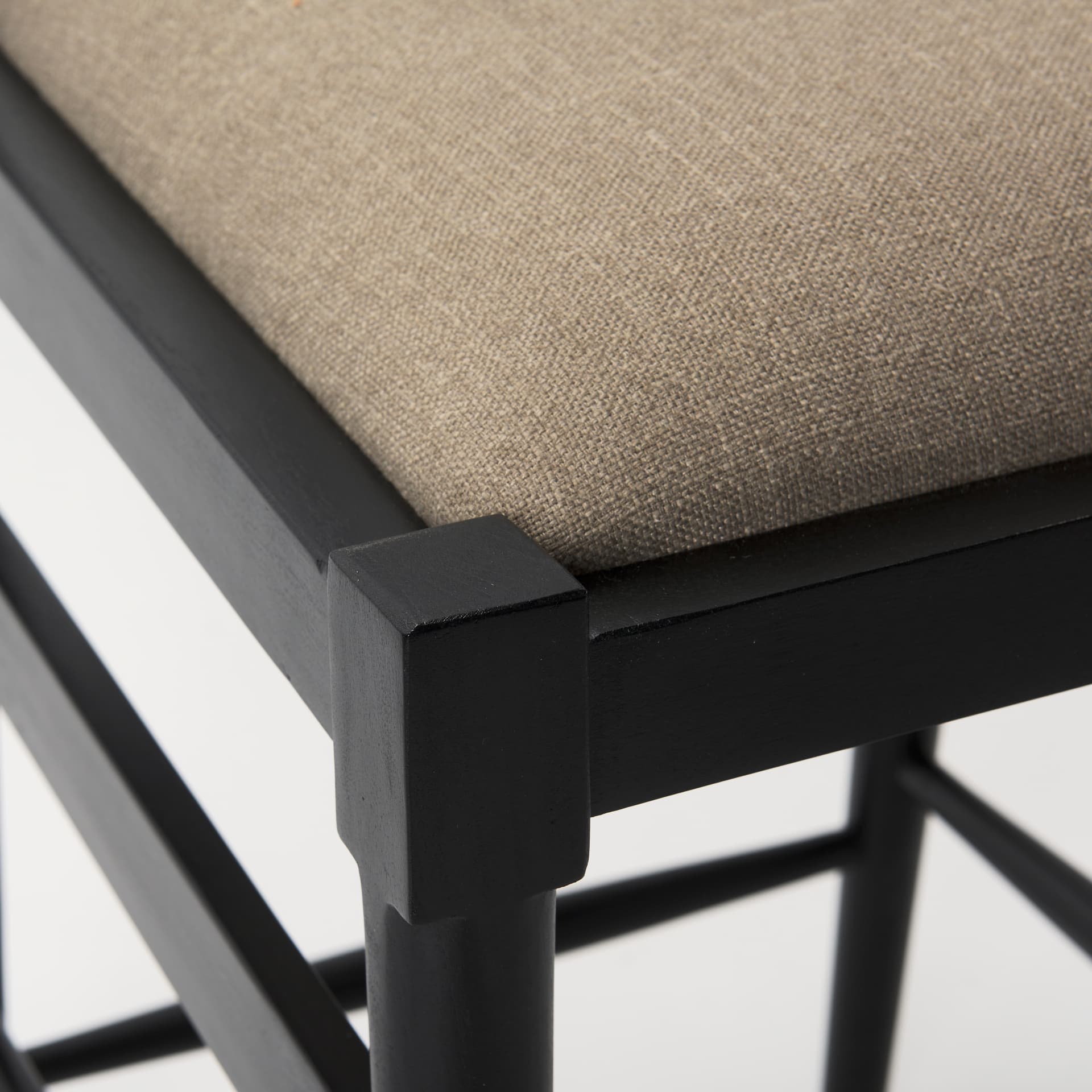 Trixie Backless 37.5in Seat Counter Stool | Beige Fabric w/ Black Wood — product photograph