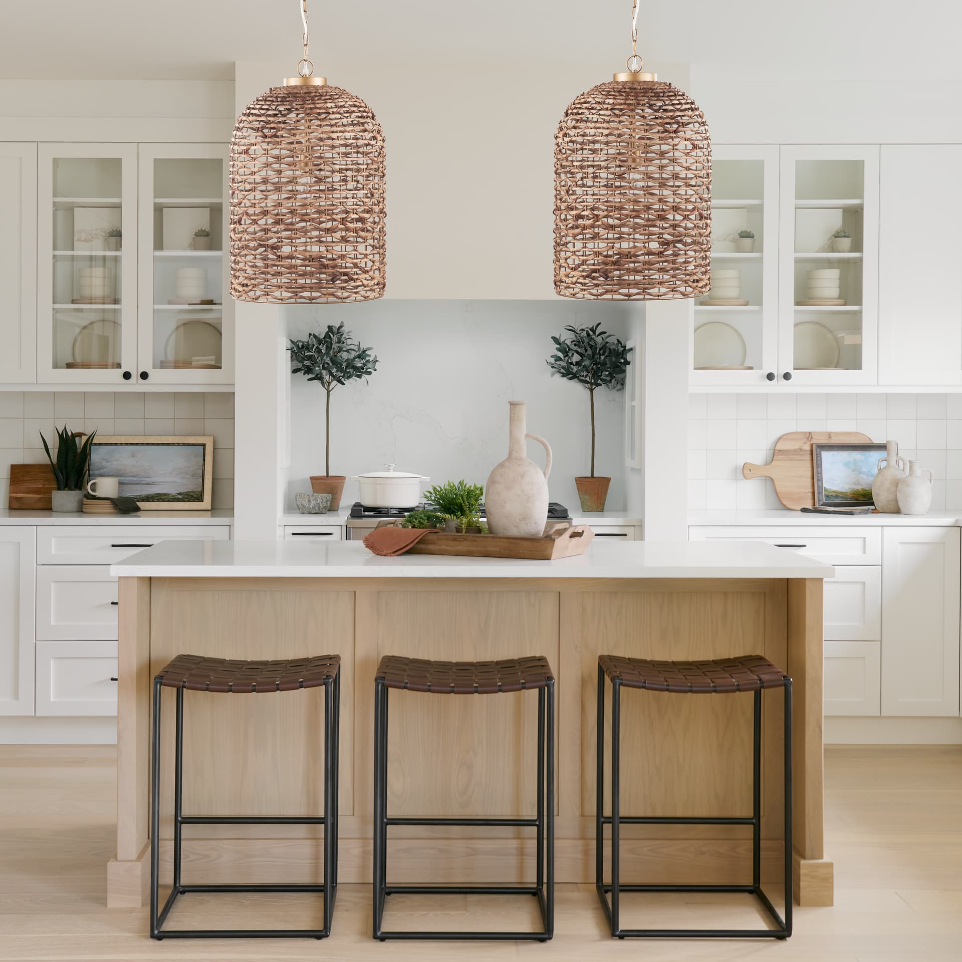 Sana Tall Watergrass Pendant Light — in a styled room
