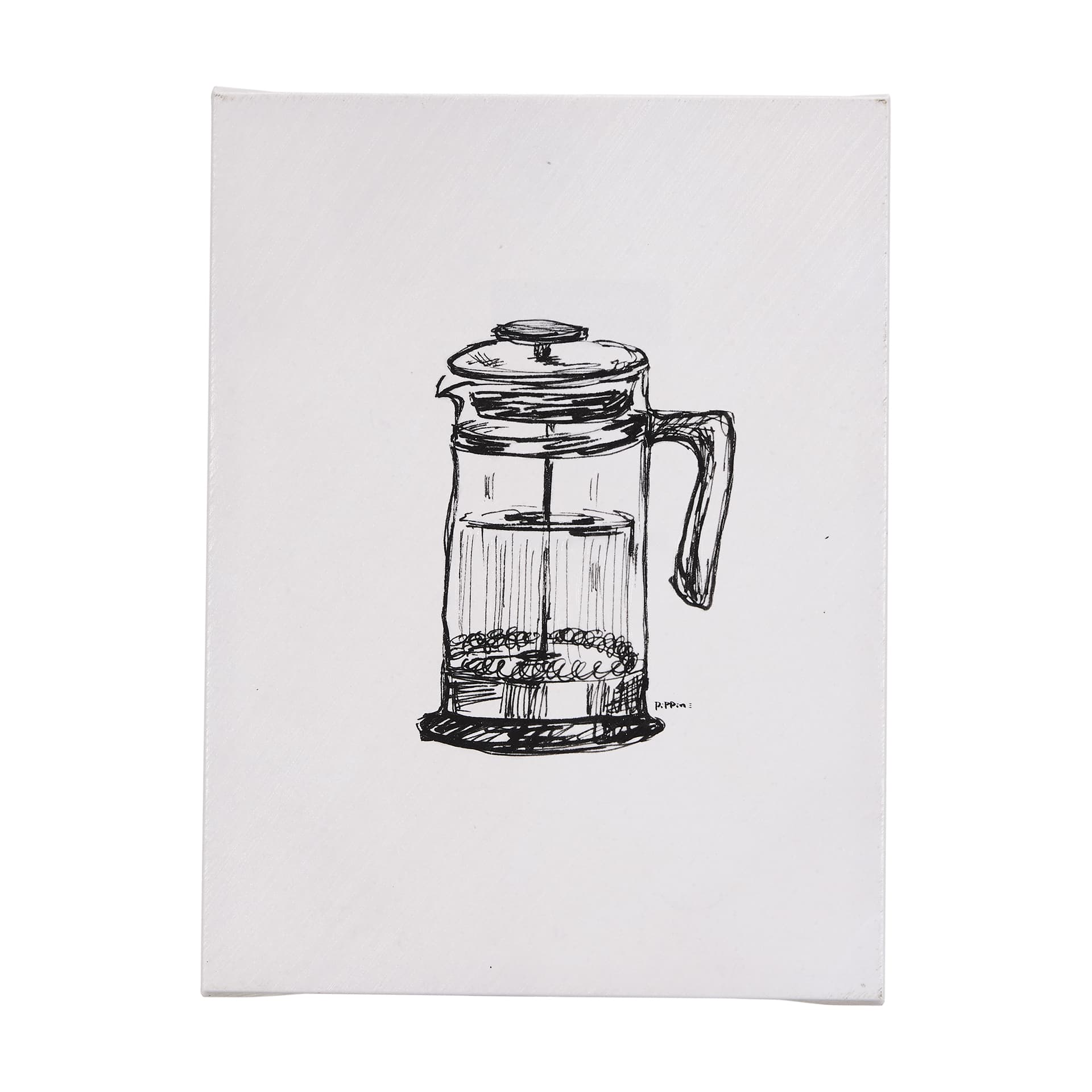 French Press by Mercana Studio a Hand Embellished Textured Canvas — product photograph