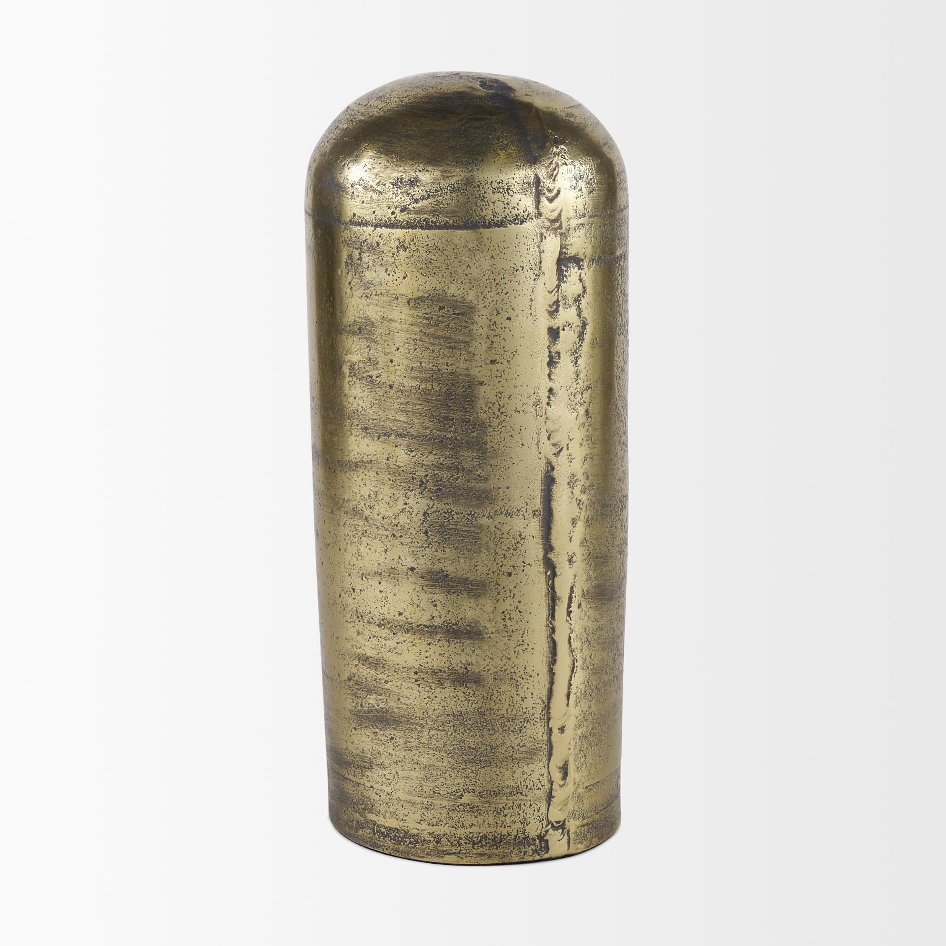 Quonset Extra Tall Brass Finished Aluminum Metal Pillar Object — product photograph