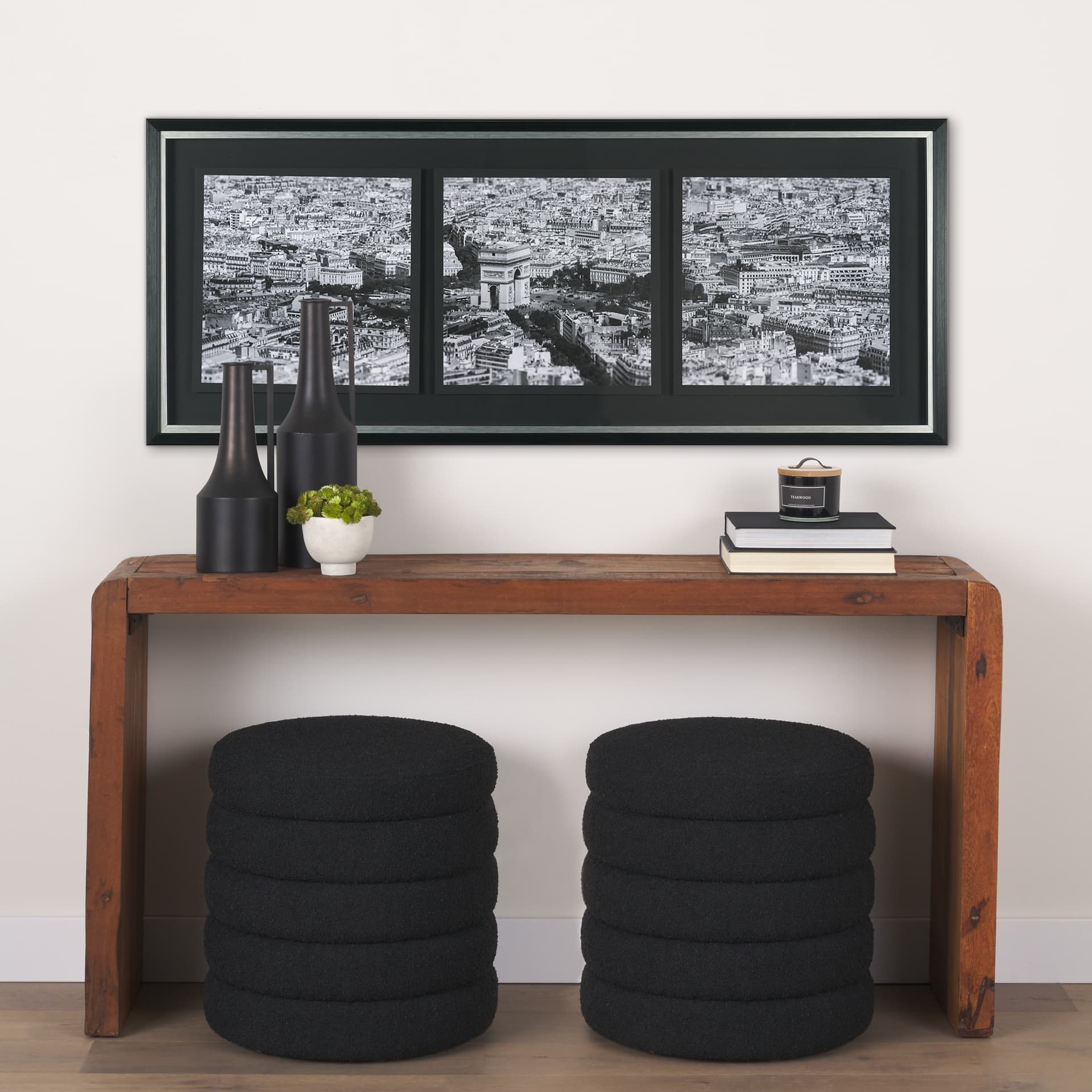 Arc de Triomphe- by Richard Silver Textured Framed Art Print Matted under Glass — in a styled room