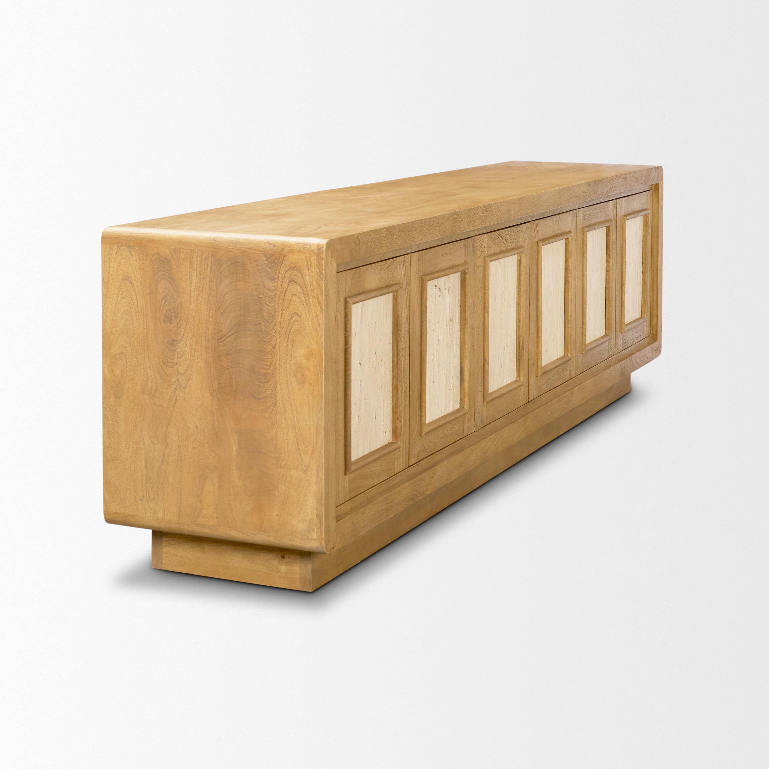 Valterra Light Brown Wood w/ Travertine 6 Door Media Console — product photograph