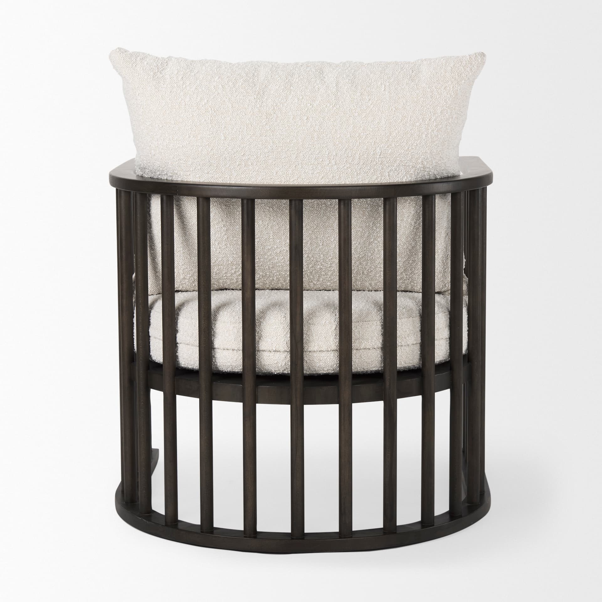 Kopari 30.1L x 30.5W x 37.2H White Boucle Fabric W/Dark Brown Wood Accent Chair — product photograph