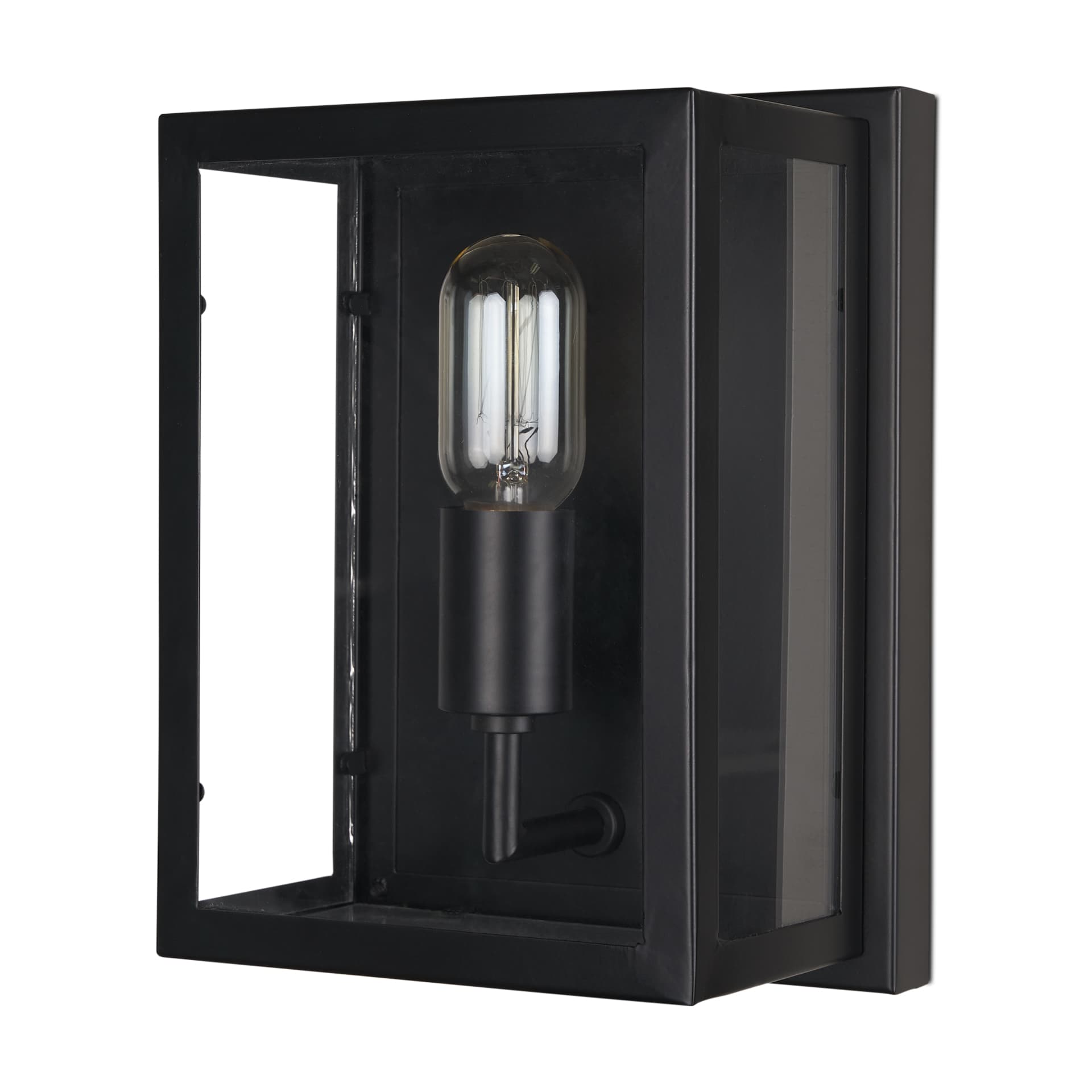 Cairn Matte Black Metal w/ Glass 1-Light Wall Sconce — product photograph