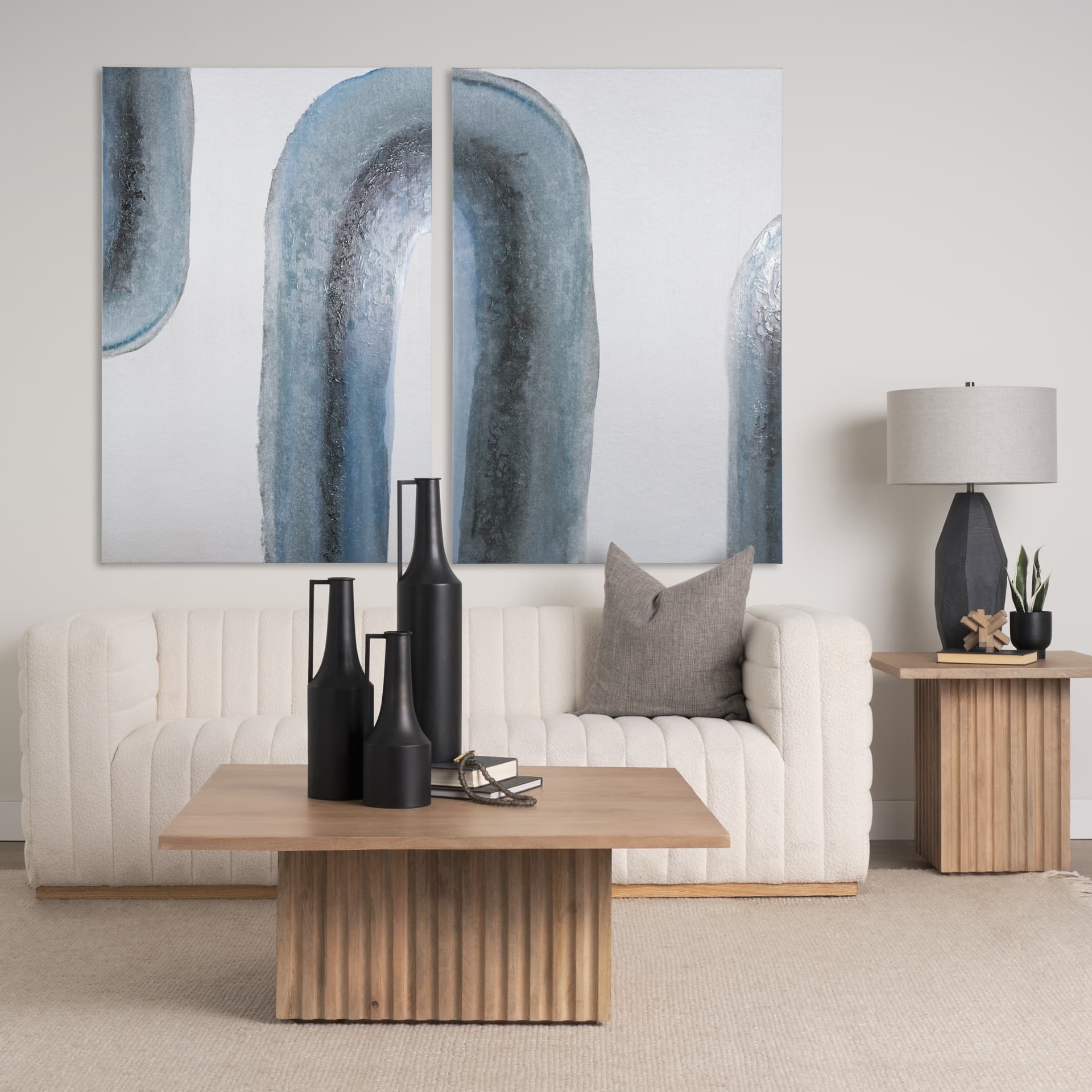 Water Arch Brown II by Mercana Studio a Hand Embellished Textured Canvas — in a styled room