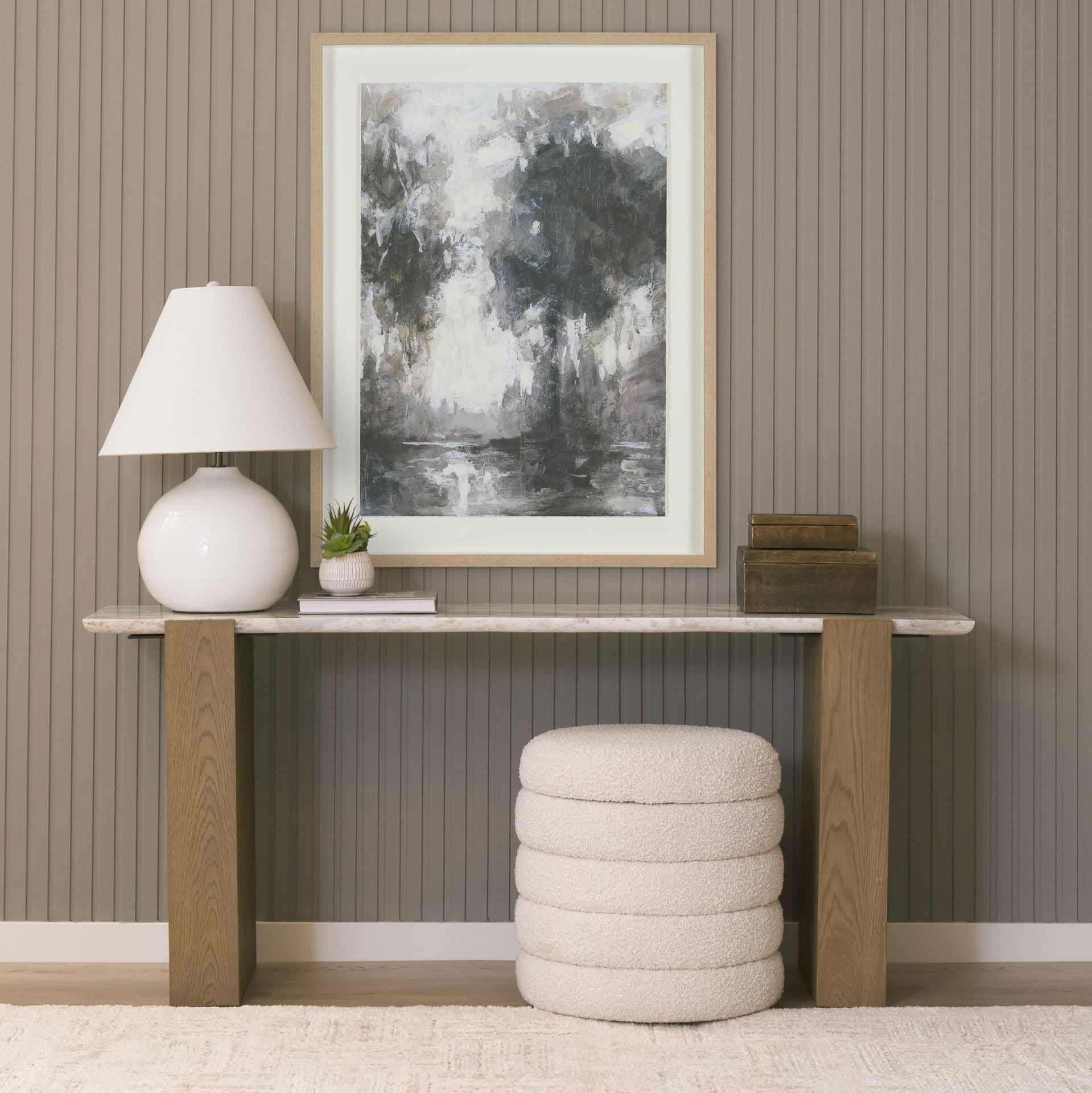 Forest Whispers III by Mercana Studio Hand-Embellished Textured Framed Artwork Matted under Glass — in a styled room