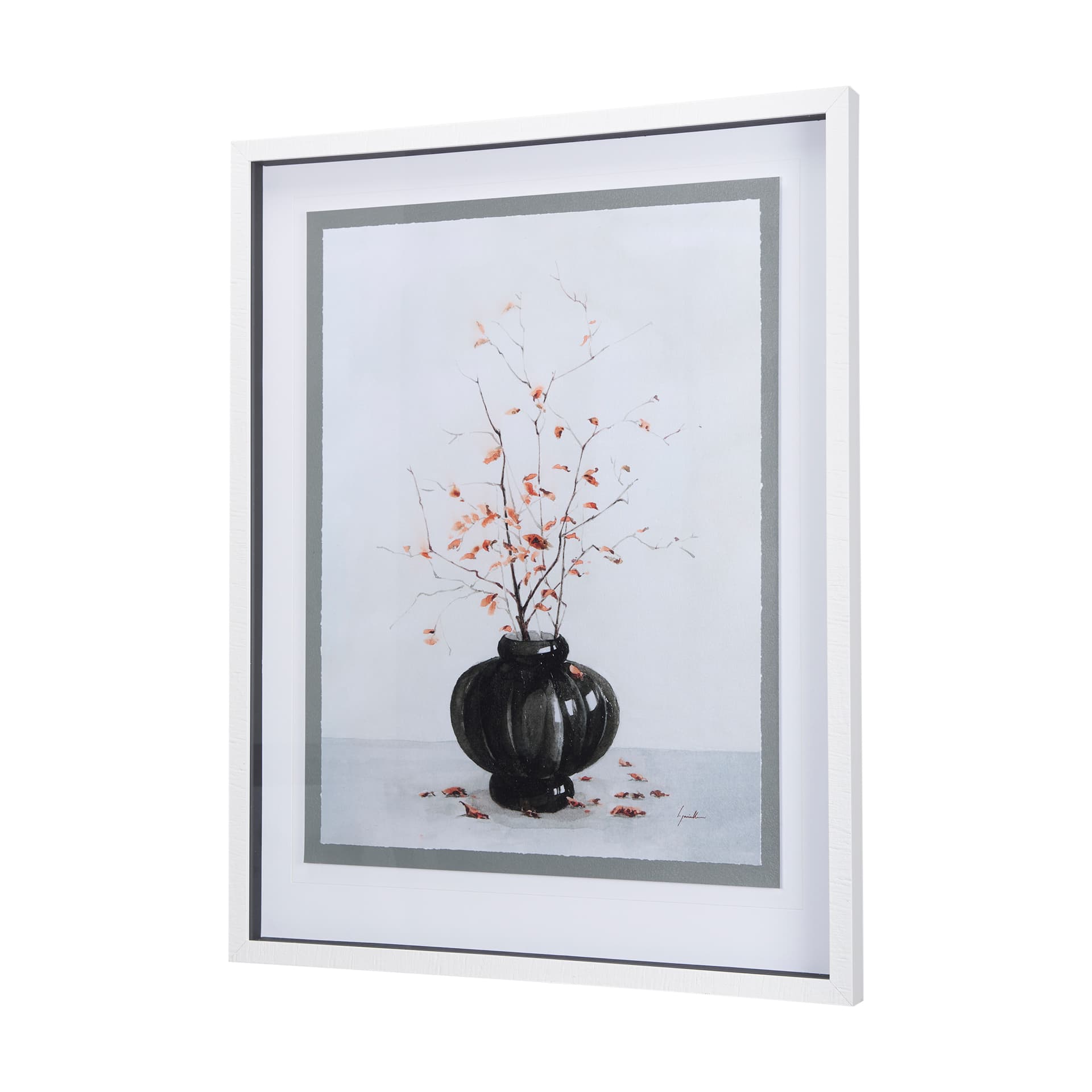 Autumn Branches I by Mercana Studio a Hand Embellished Textured Framed Art Print Matted under Glass — product photograph