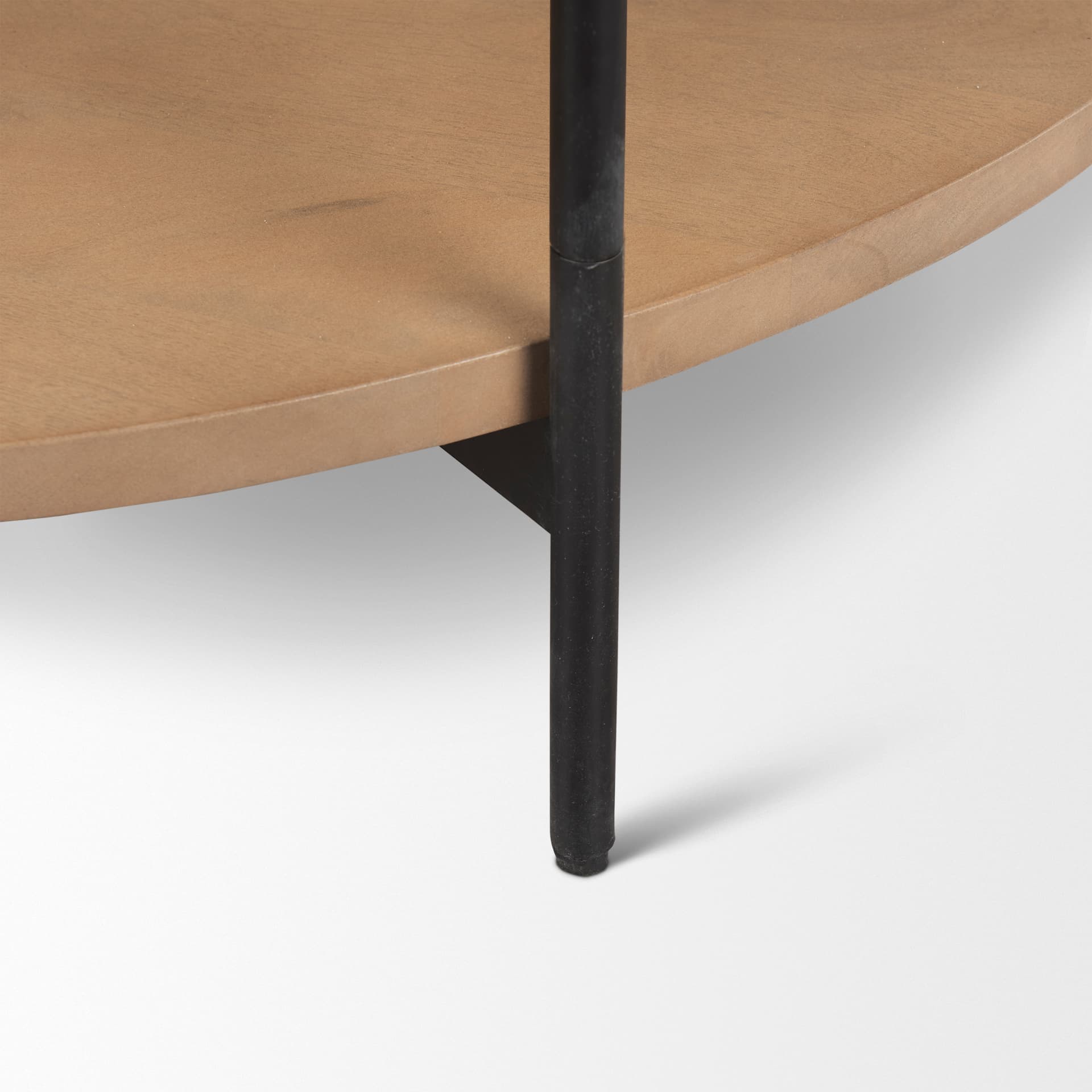 Larkin Marble Top w/ Brown Wood Shelf Round Coffee Table — product photograph