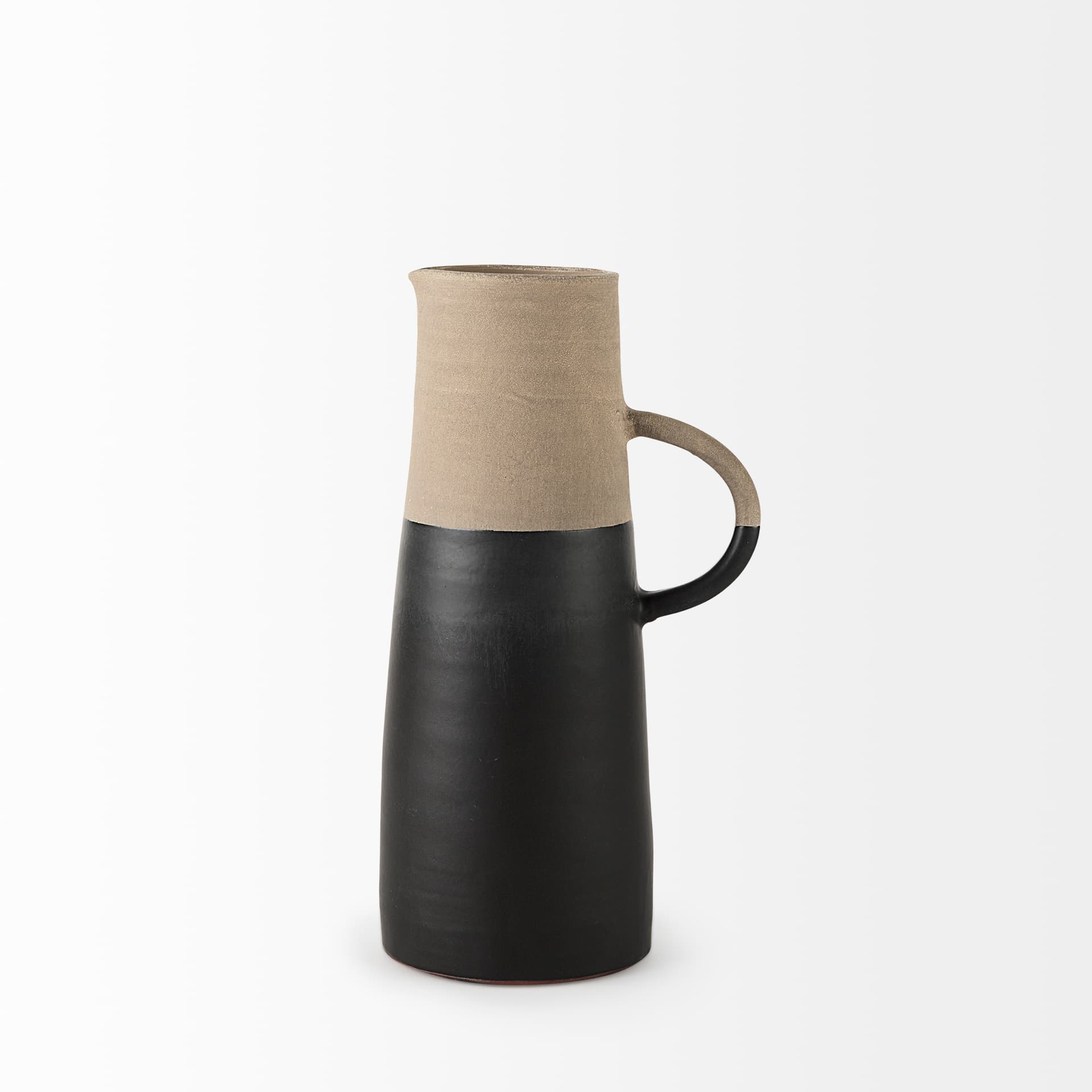 Garand Medium 15H Two-Toned Black/Natural Ceramic Jug — product photograph