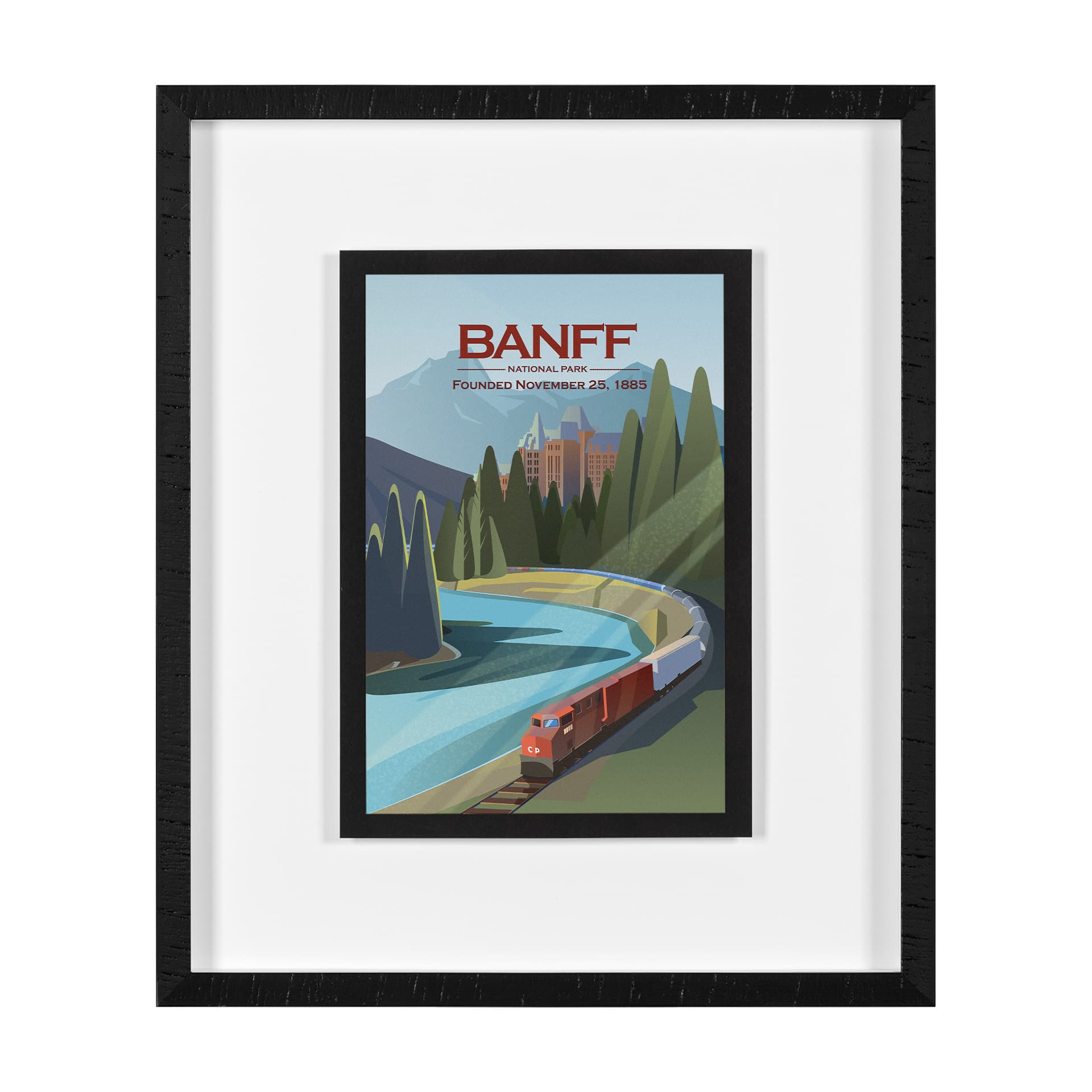 Banff Go Canada (M) by Mercana Studio a Framed Art Print Matted under Glass — product photograph