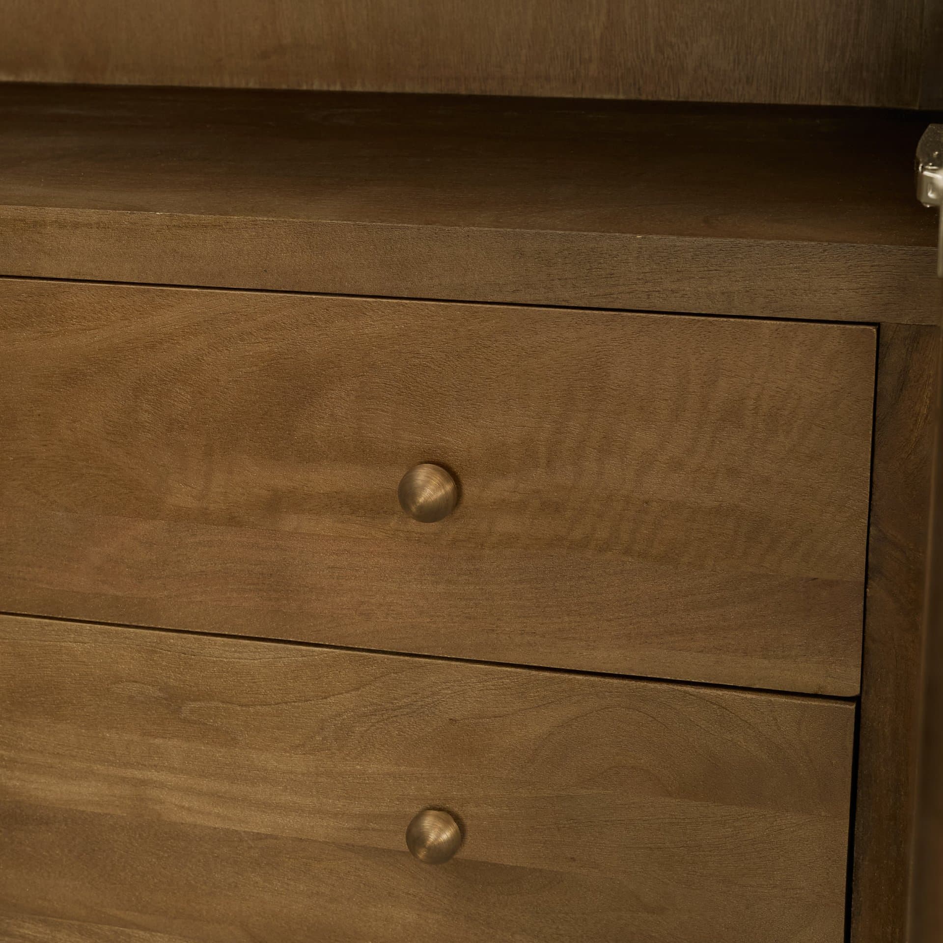 Suri Mid Brown Wood W/Glass Doors Arched Curio Cabinet — product photograph
