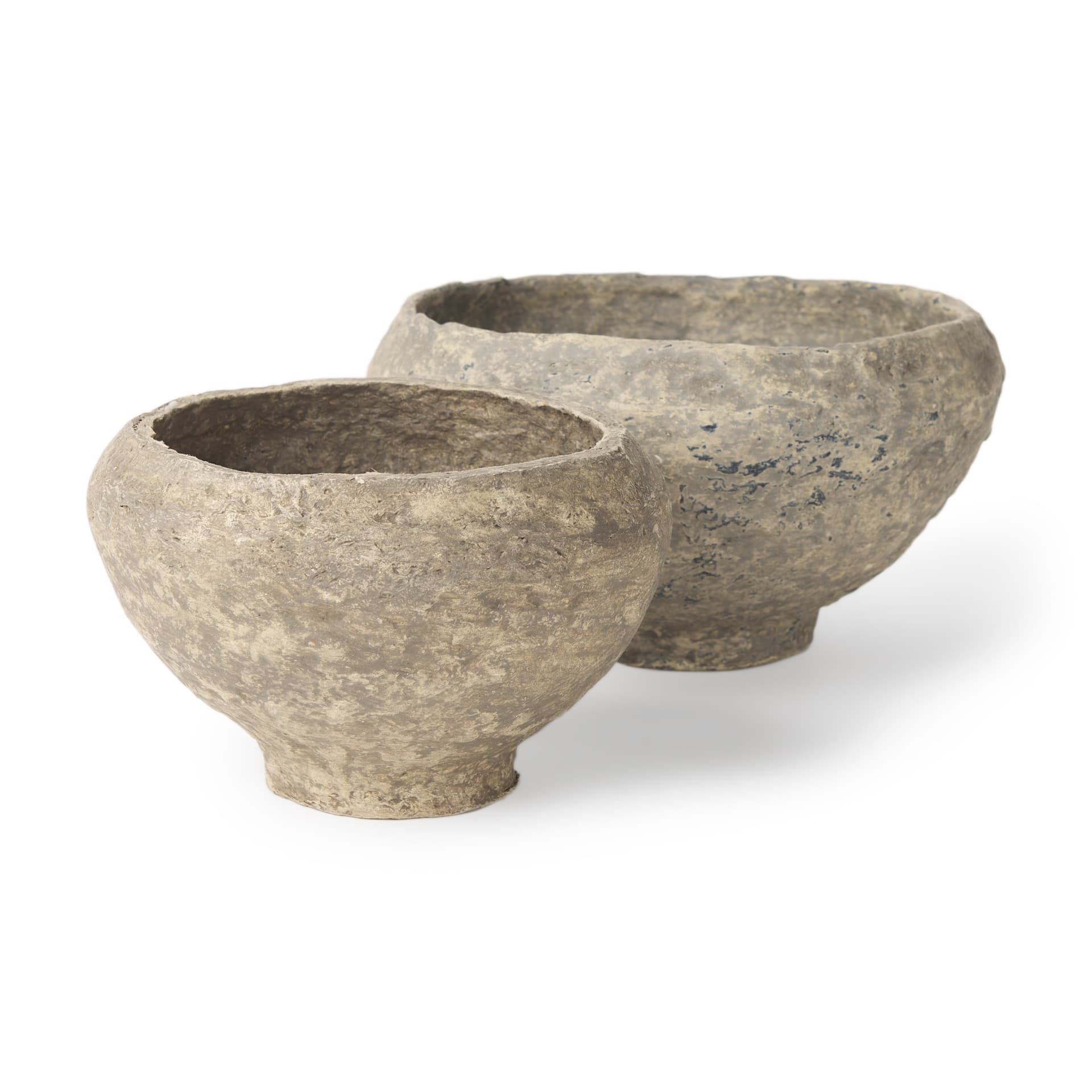 Sonu Set of 2 Gray Paper Mache Half-Pot Bowls — product photograph