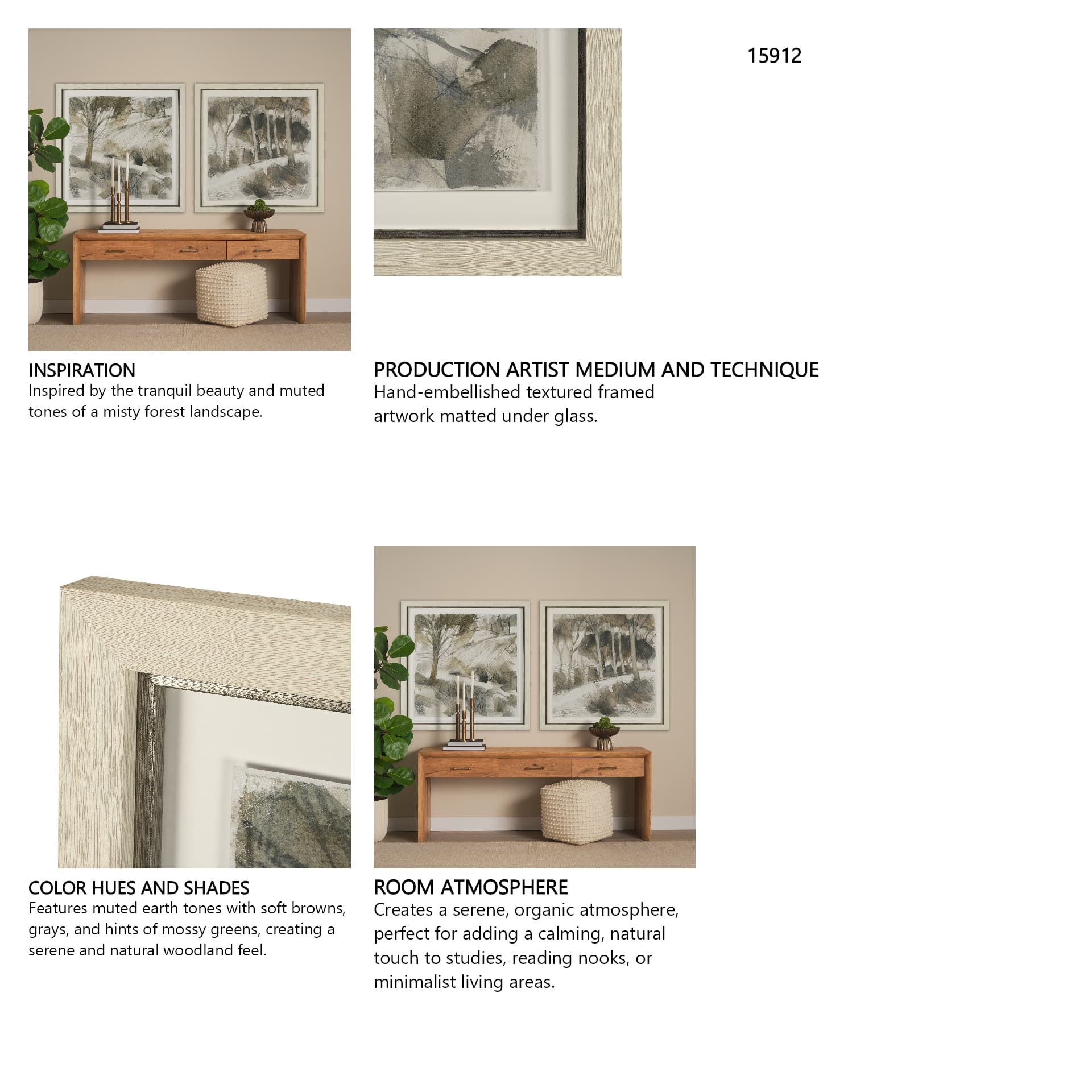 Deer Trail II by Mercana Studio Hand Embelished Textured Framed Artwork Matted under Glass — in a styled room
