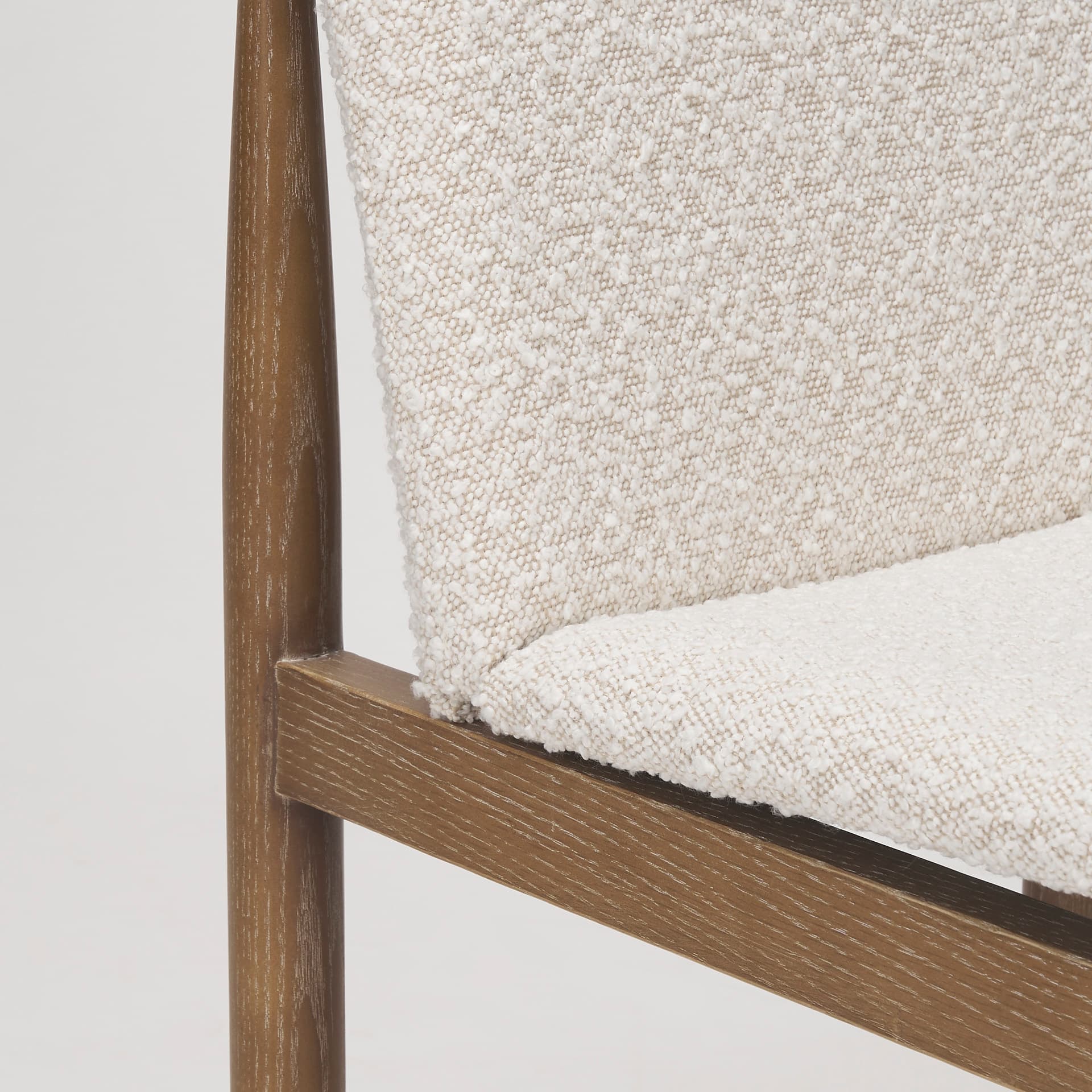 Cavett Curved Back Dining Side Chair | Cream Boucle w/ Wood — product photograph
