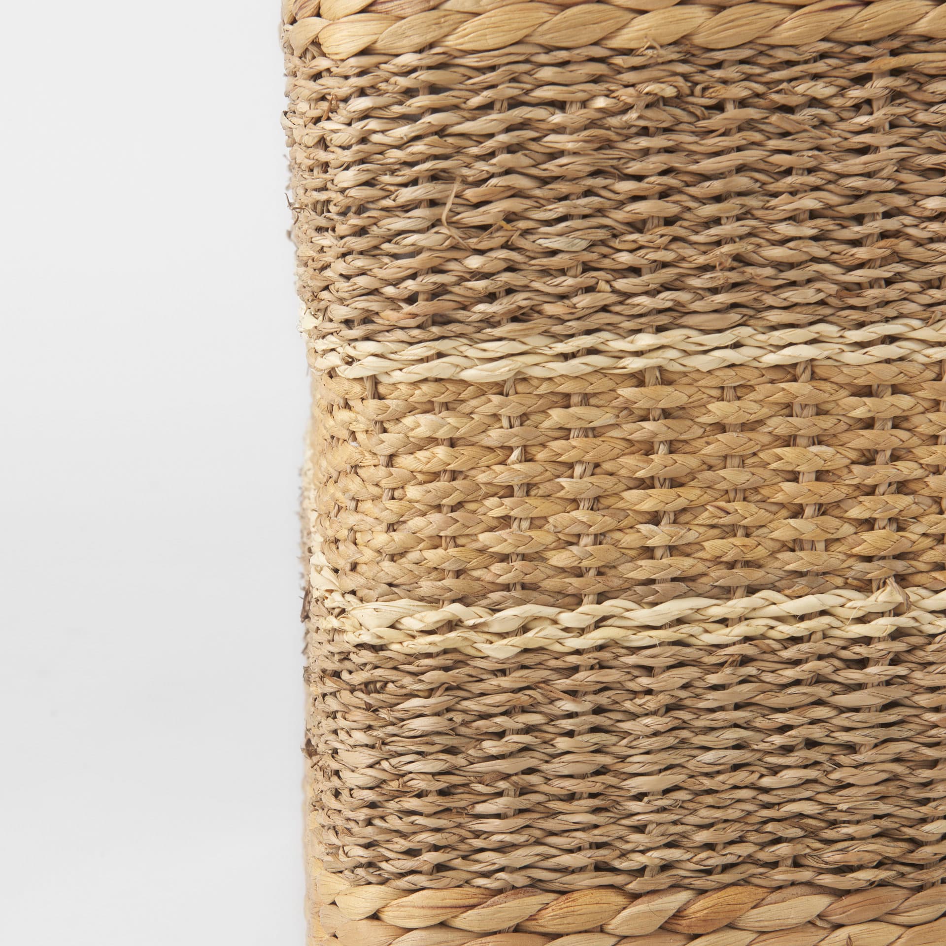 Maya 17.7L x 17.7W x 17.7H Light Brown W/Medium Brown Stripes Seagrass Square Pouf — product photograph