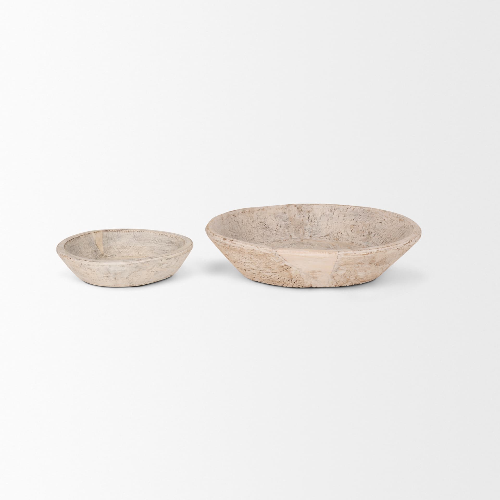 Nikita Set of 2 Large Light-Wash Reclaimed Wood Bowls — product photograph