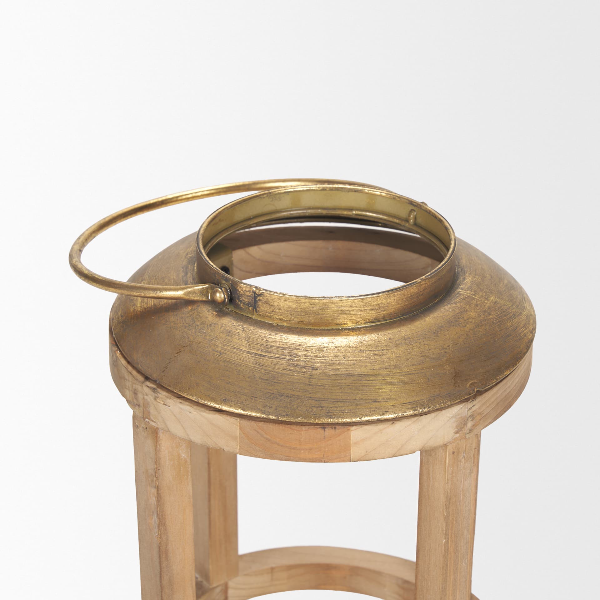 Andy II Small Natural Wood Cylindrical Lantern — product photograph