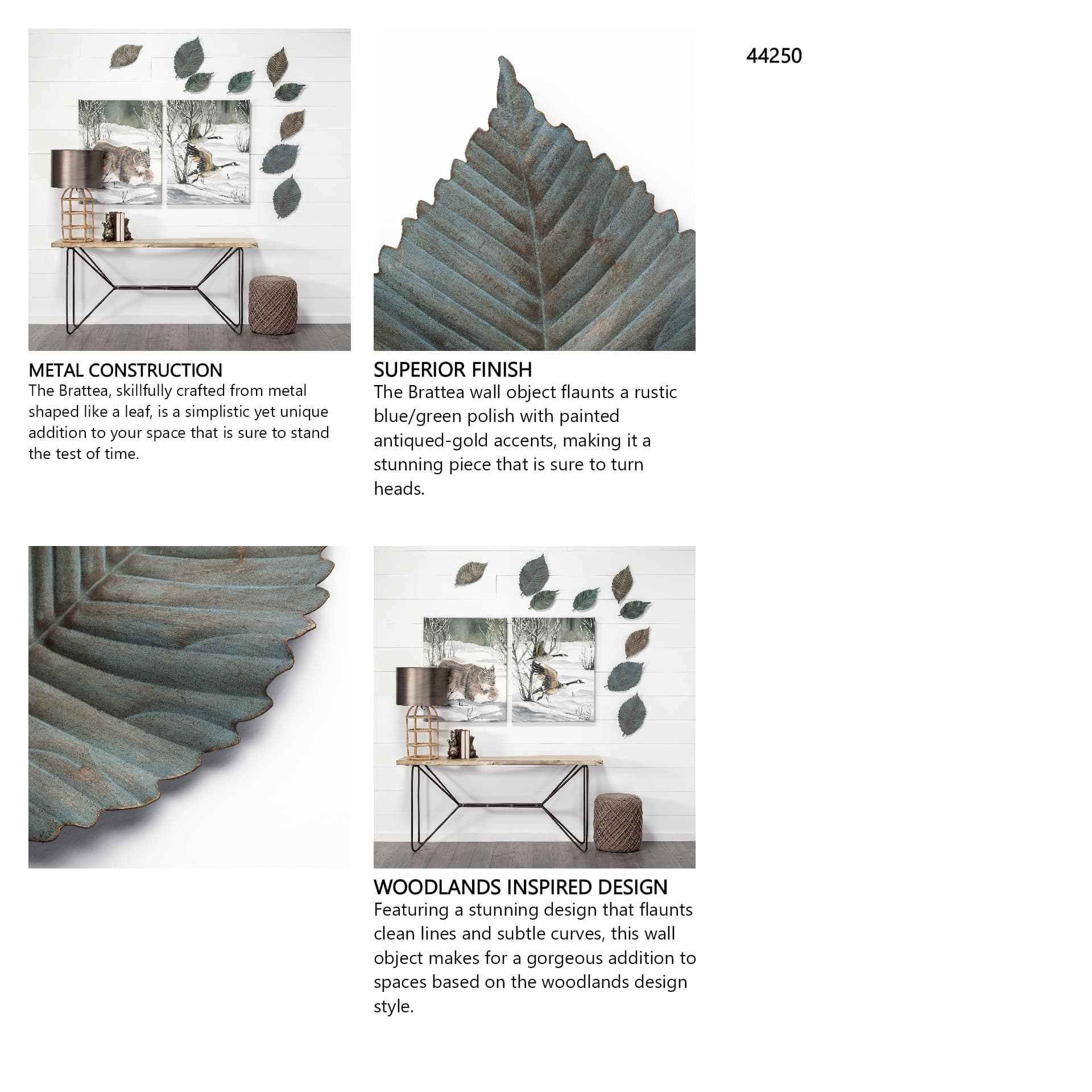 Brattea 16H Large Metal Leaf Wall Art — in a styled room