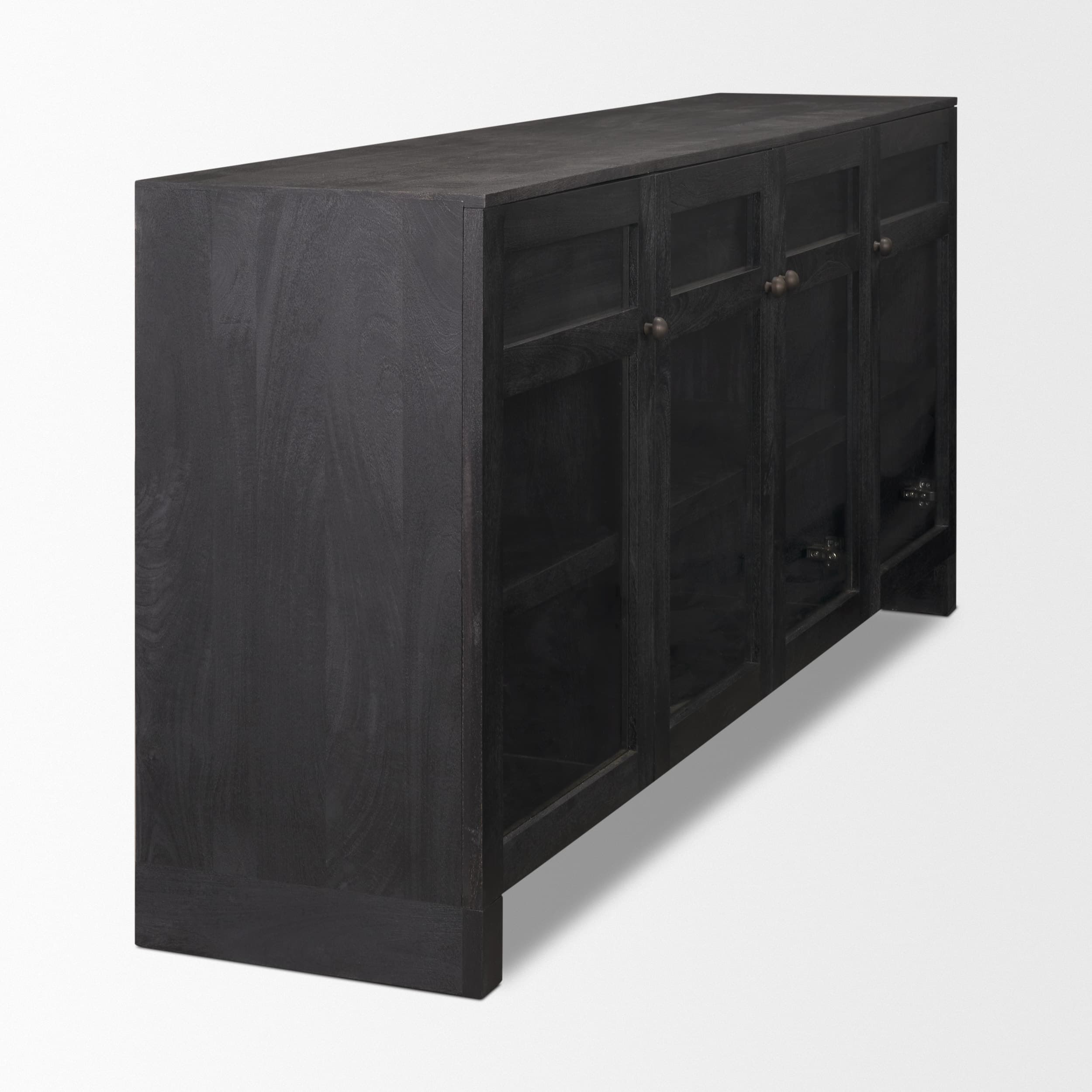 Suri Black Wood w/ Glass 4-Door Closed Sideboard — product photograph
