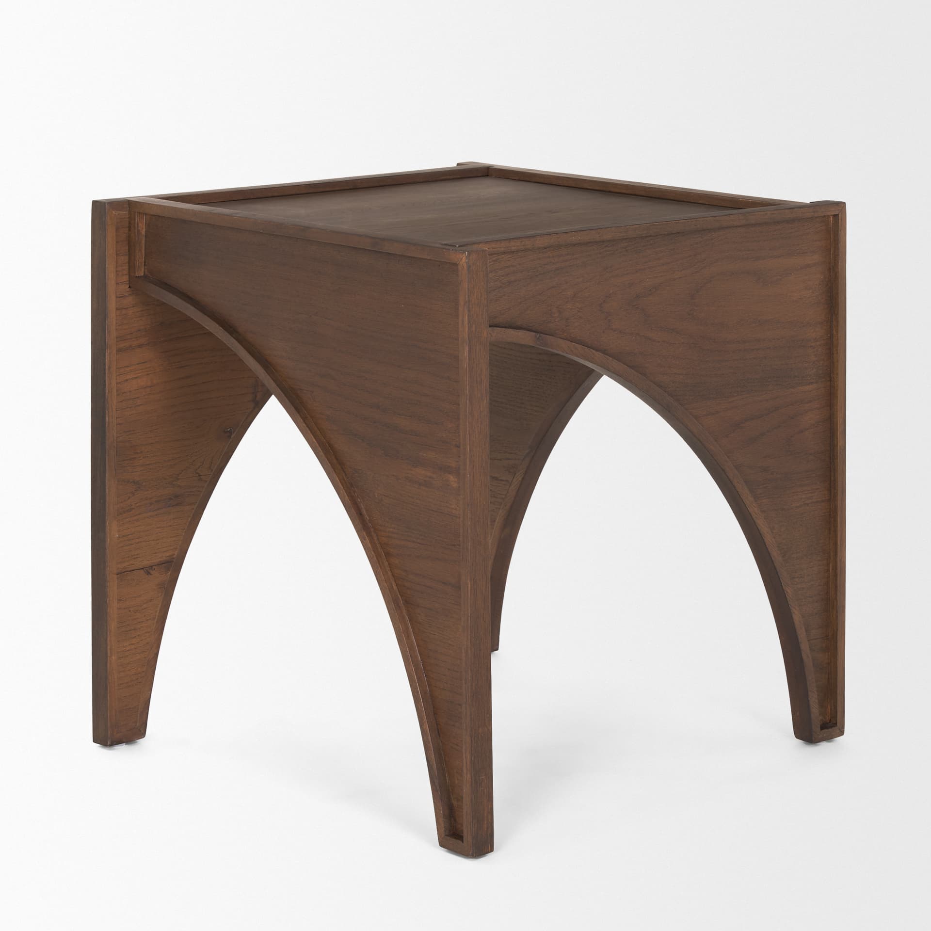 Laraya Medium Brown Wood w/ Arches End Table — product photograph