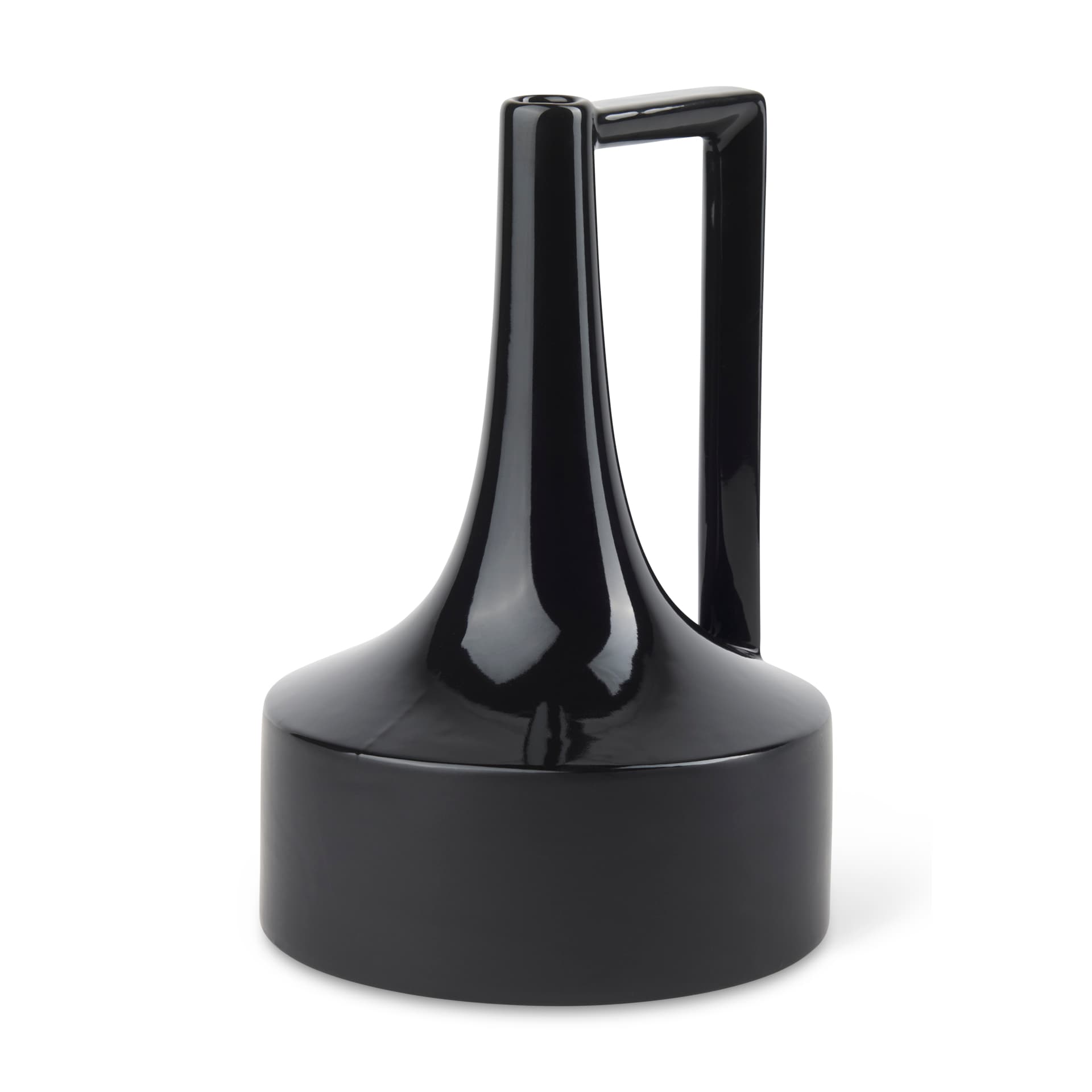 Burton 13.1H Large Glossy and Matte Black Ceramic Jug Vase — product photograph