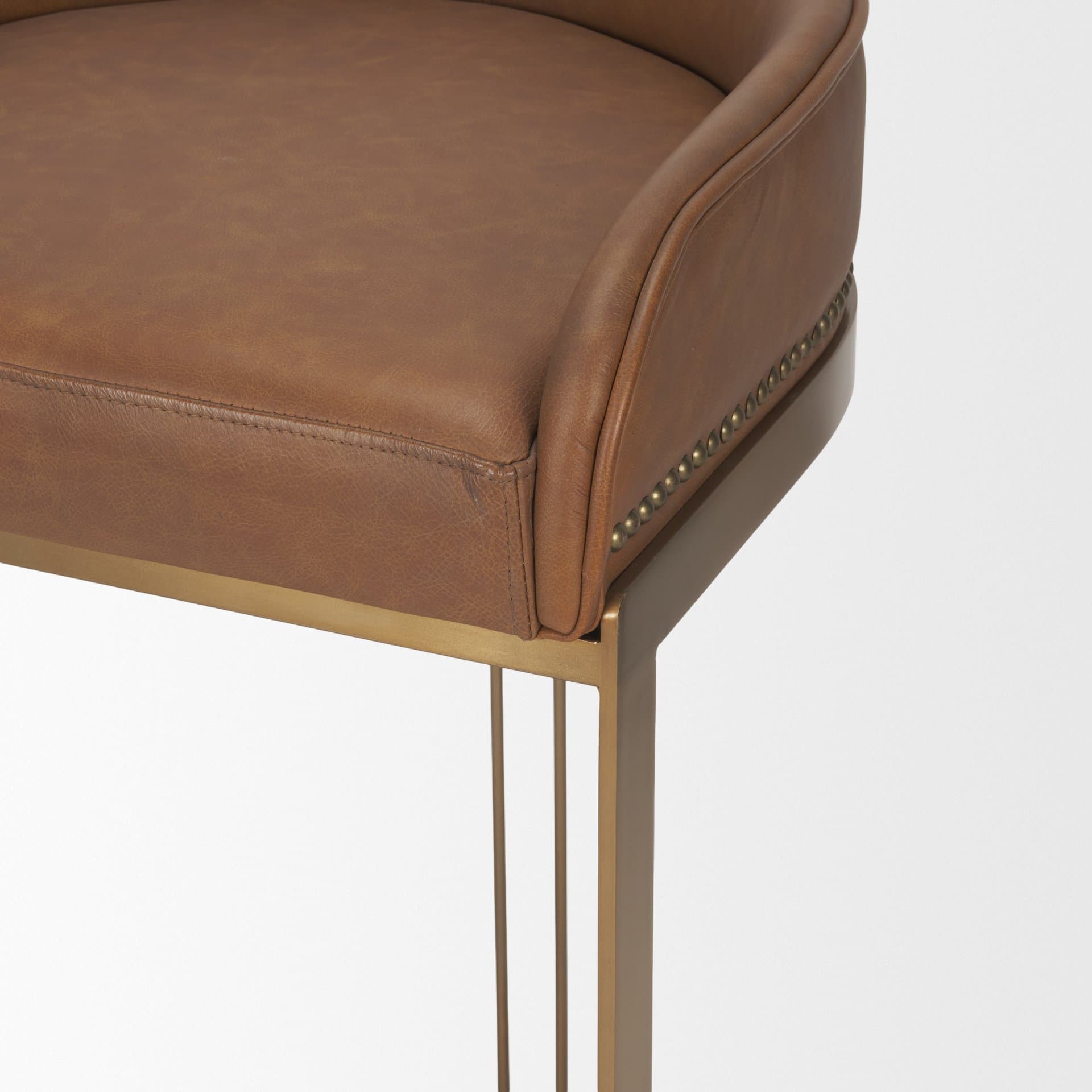 Hollyfield Low Back 28.75in Seat Bar Stool | Cognac Brown Leather — product photograph