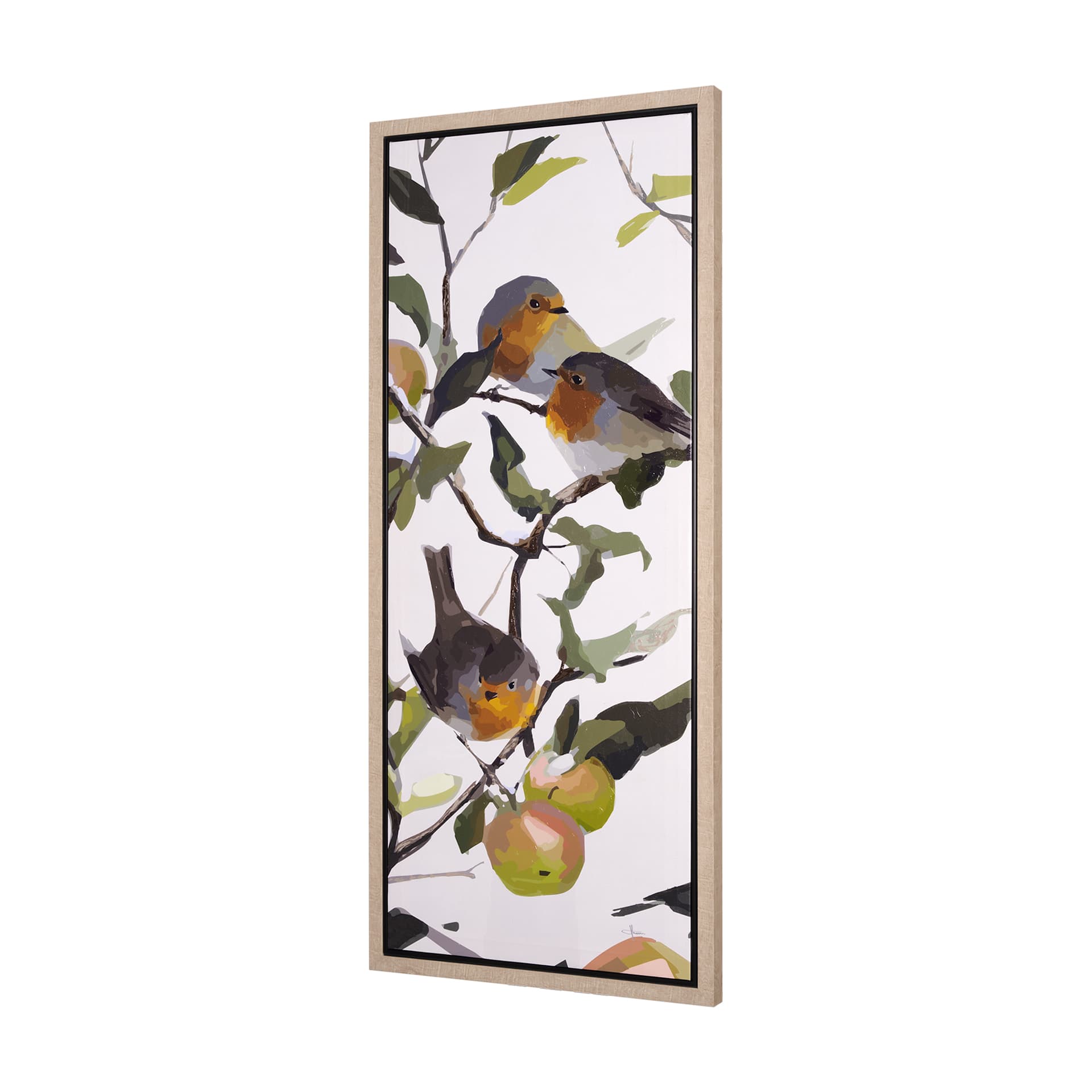 Birds & Apples II by Mercana Studio a Hand Embellished Textured Framed Canvas — product photograph