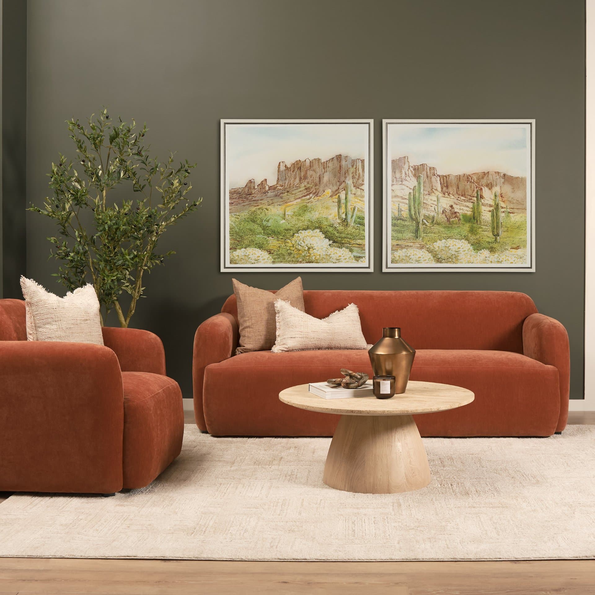 Cactus Country I by Mercana Studio Hand-Embellished Textured Framed Canvas Artwork — in a styled room