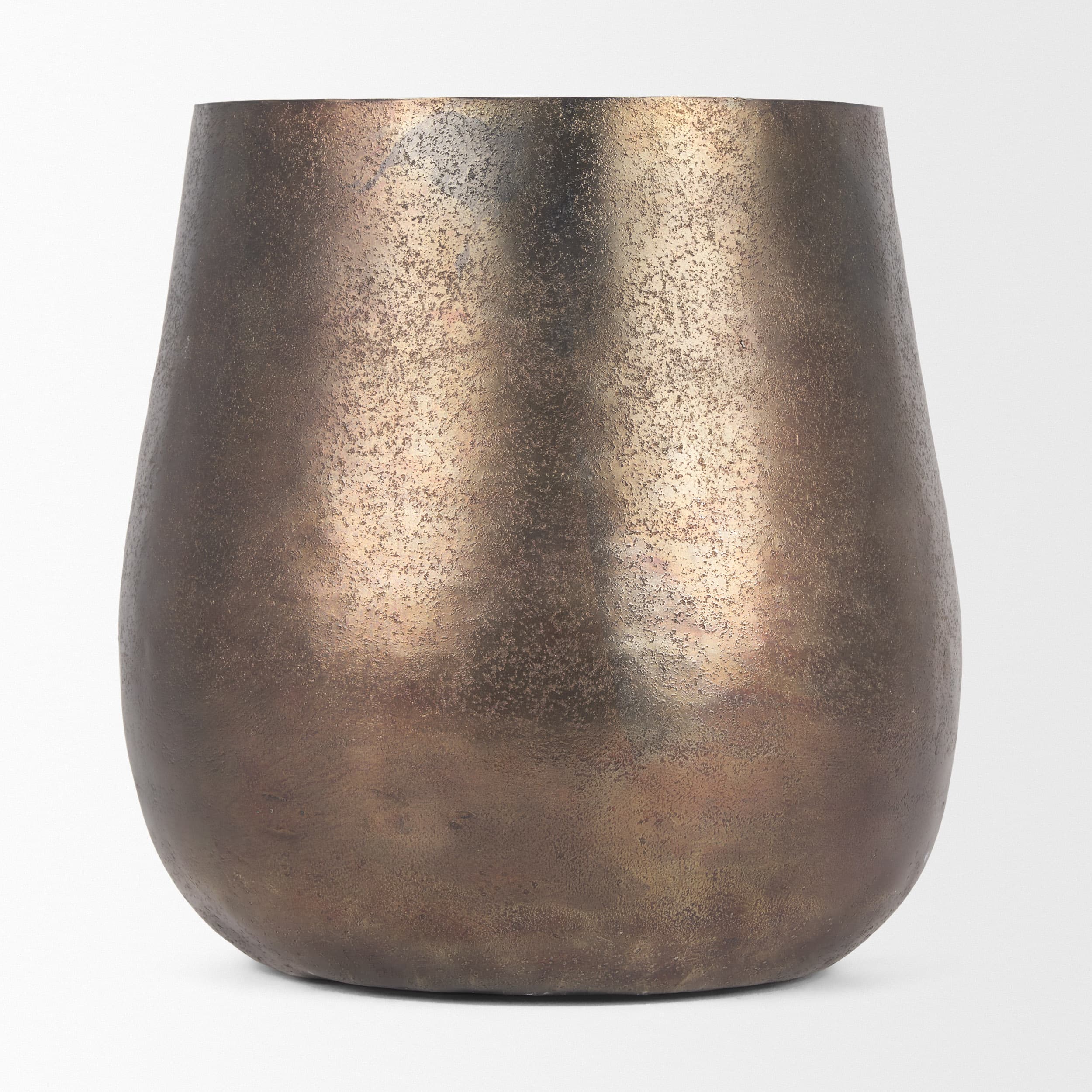 Quade Large Textured Gold Metal Planter — product photograph