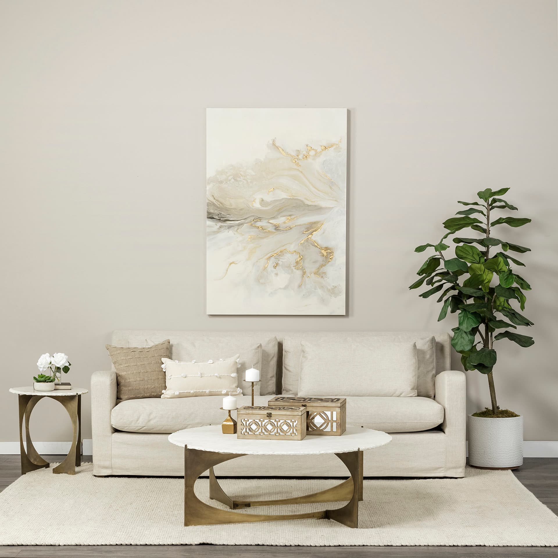 Denly II 92.5W Beige Slipcover Three Seater Sofa — product photograph