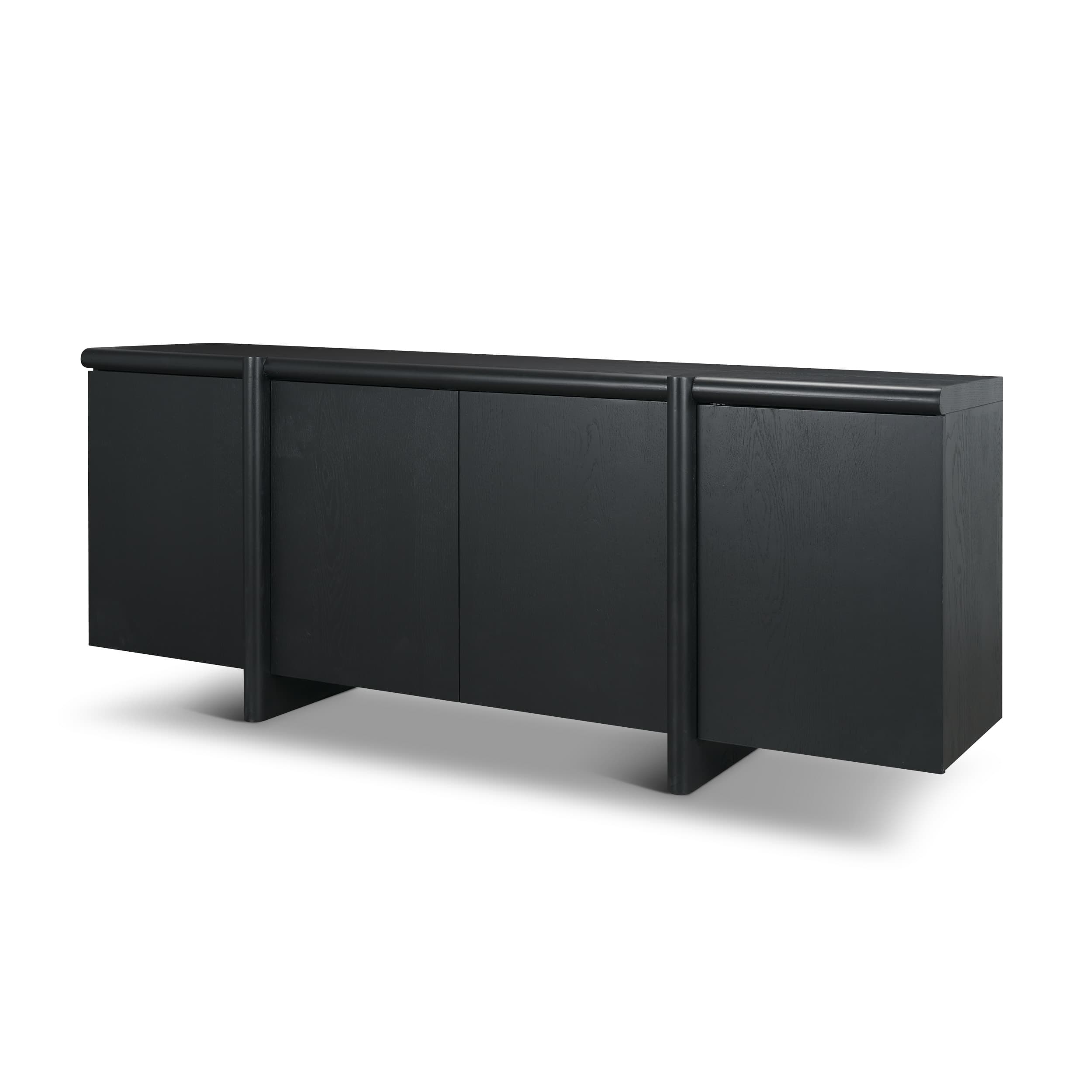 Rowan Black Oak Wood Closed 4 Door Sideboard — product photograph