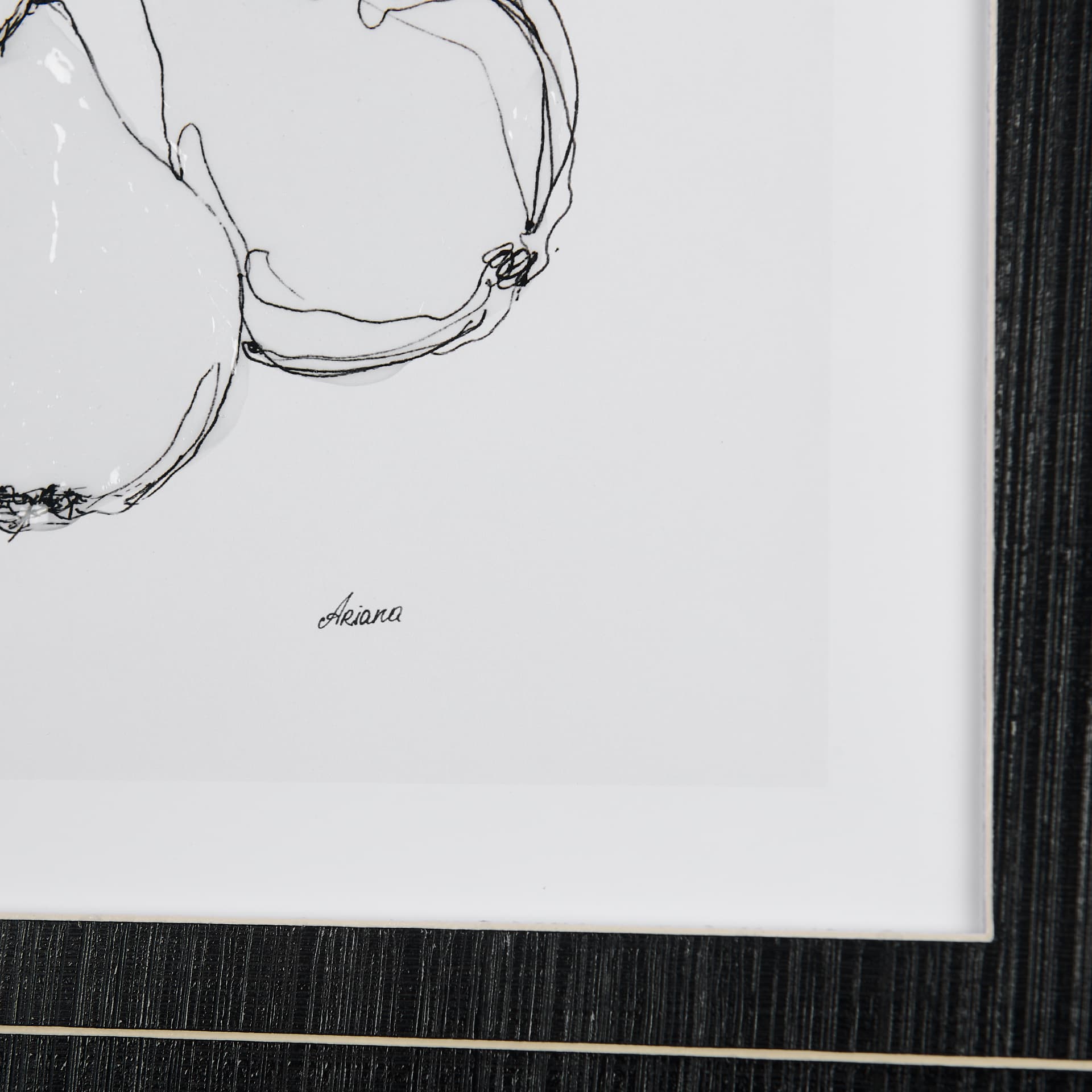 Fruit Sketch Pear by Mercana Studio a Hand Embellished Textured Framed Art Print Matted under Glass — product photograph
