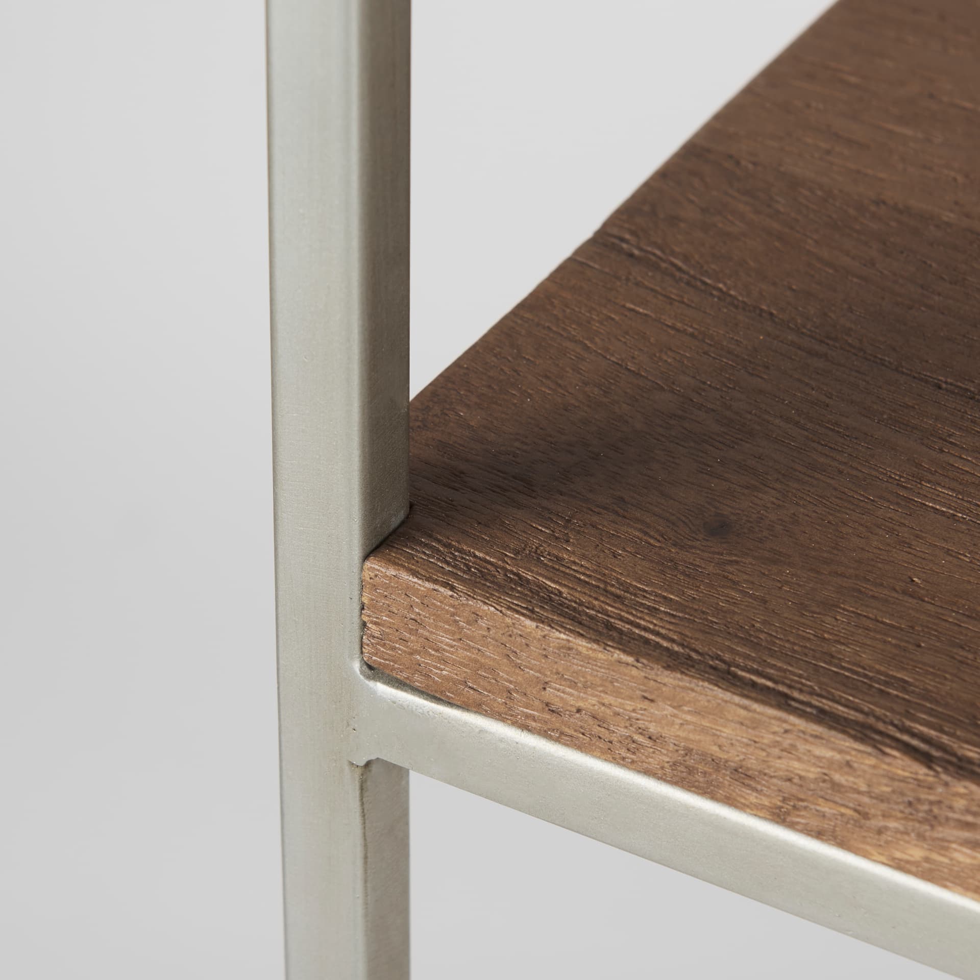 Morris II 19.75 x 15 x 72.5 Brown Wood and Silver Metal Frame 4 Shelf Shelving Unit — product photograph