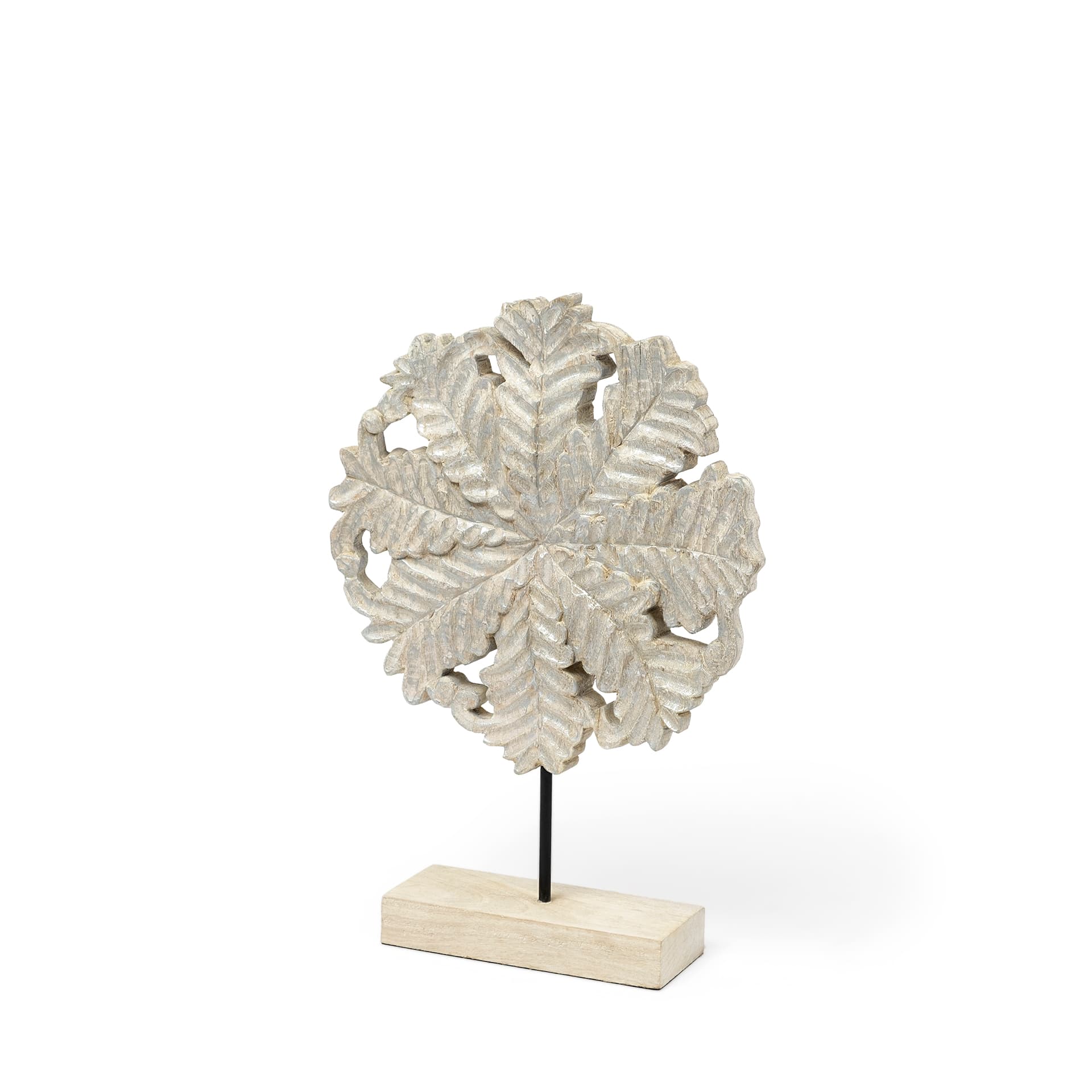 Kamara I (Small) 12L x 4W White Washed Wood W/Antiqued Silver Botanical Decorative Object — product photograph