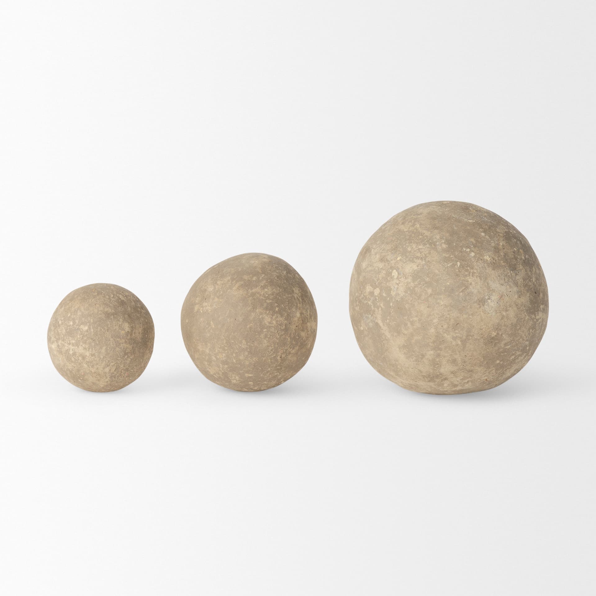 Sunita Set of 3 Gray Paper Mache Orbs — product photograph