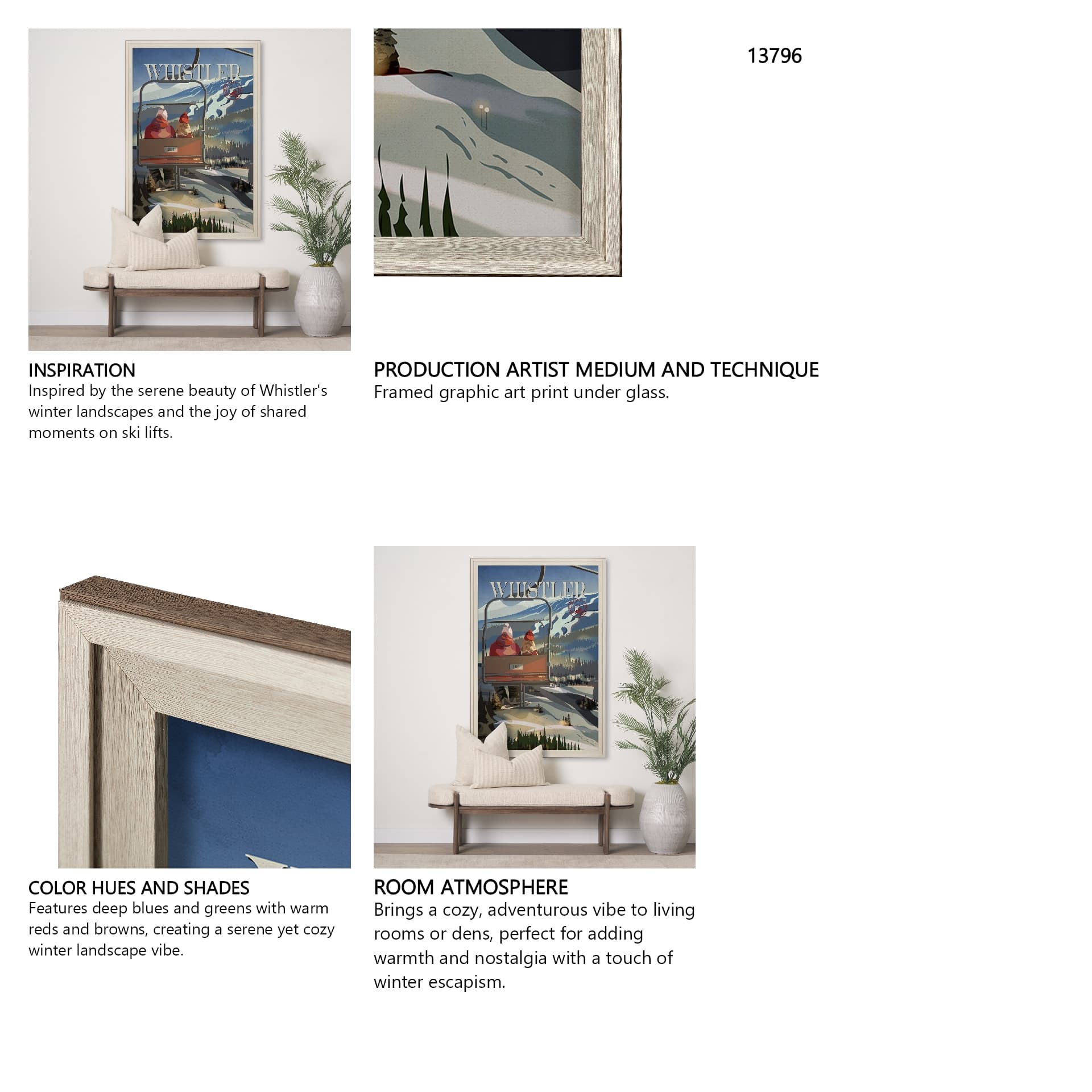 Whistler Go Canada (XL) by Mercana Studio a Hand Embellished Decograph Framed Art Print under Glass — in a styled room