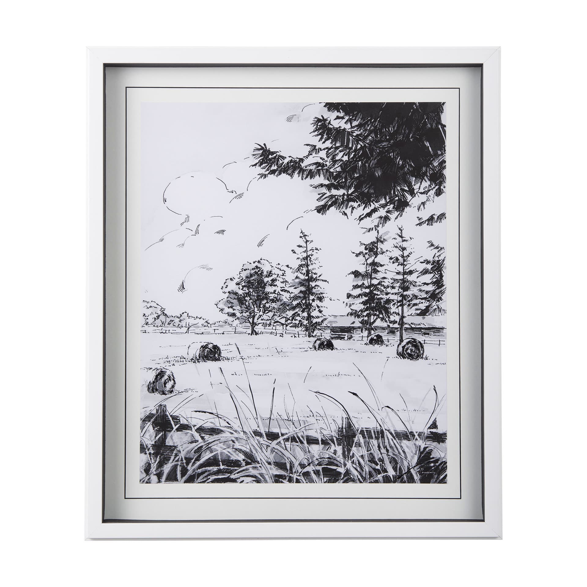 Farm View II by Mercana Studio a Hand Embellished Textured Framed Art Print Matted under Glass — product photograph
