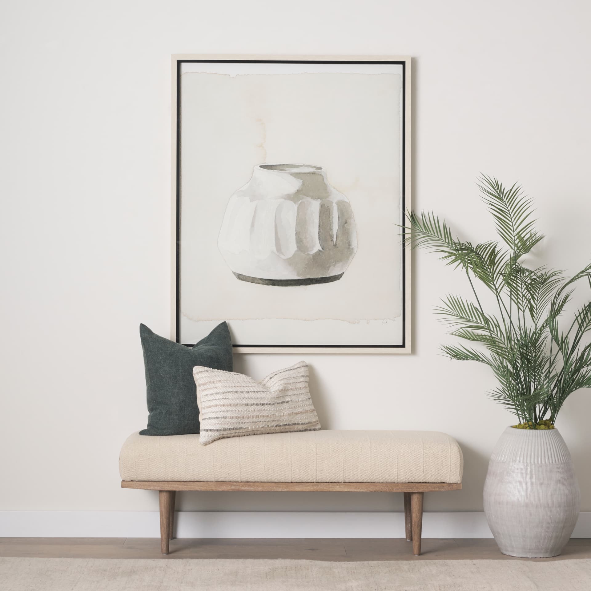 Vessel I by Mercana Studio a Hand Embellished Textured Framed Art Print Matted under Glass — in a styled room