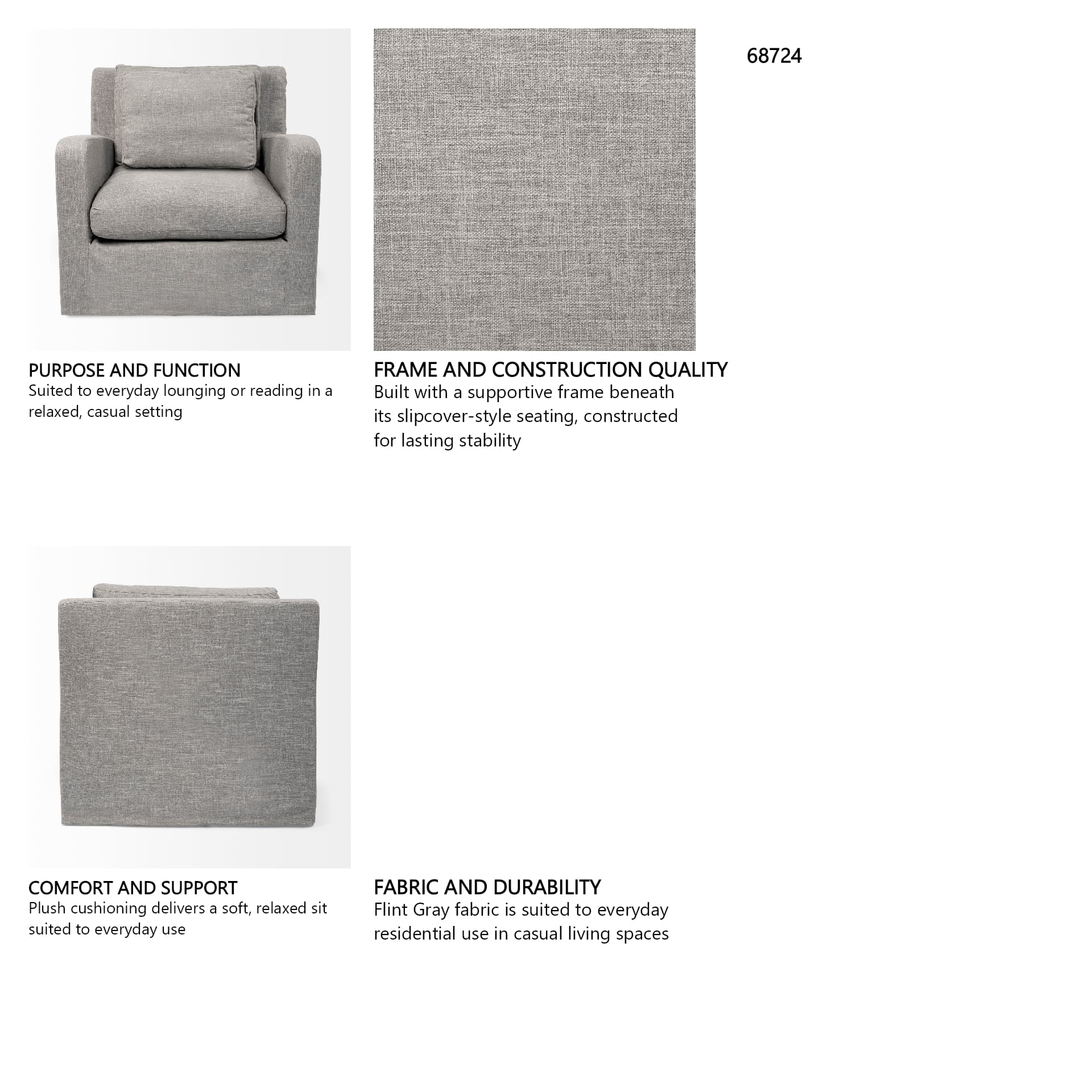 Denly III 38 X 38.25 X 34.5 Flint Gray Slipcover Upholstered Arm Chair — in a styled room