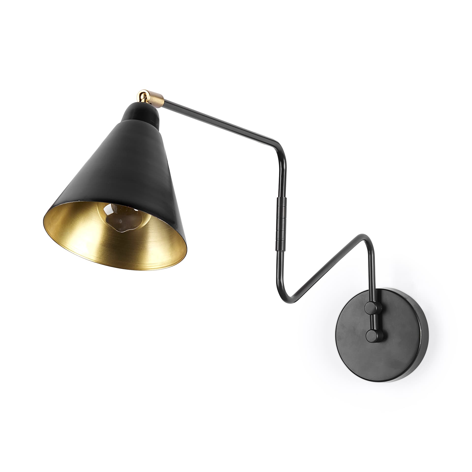 Cobalt 6L x 32W Black Metal Cone Shaped Swivel Wall Sconce — product photograph