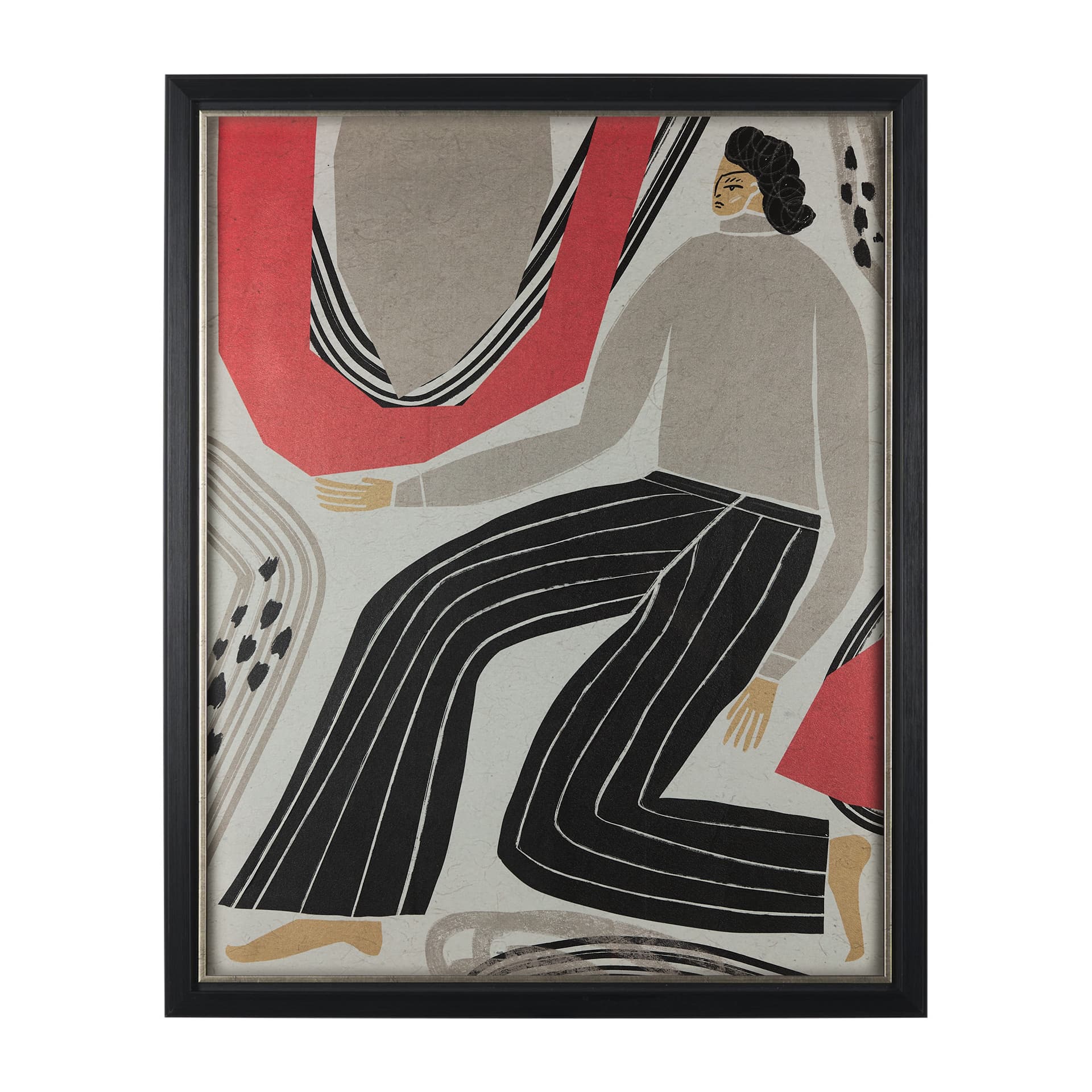 Bold People - Ellis by Mercana Studio Hand Embellished Textured Framed Art Print Matted under Glass — product photograph
