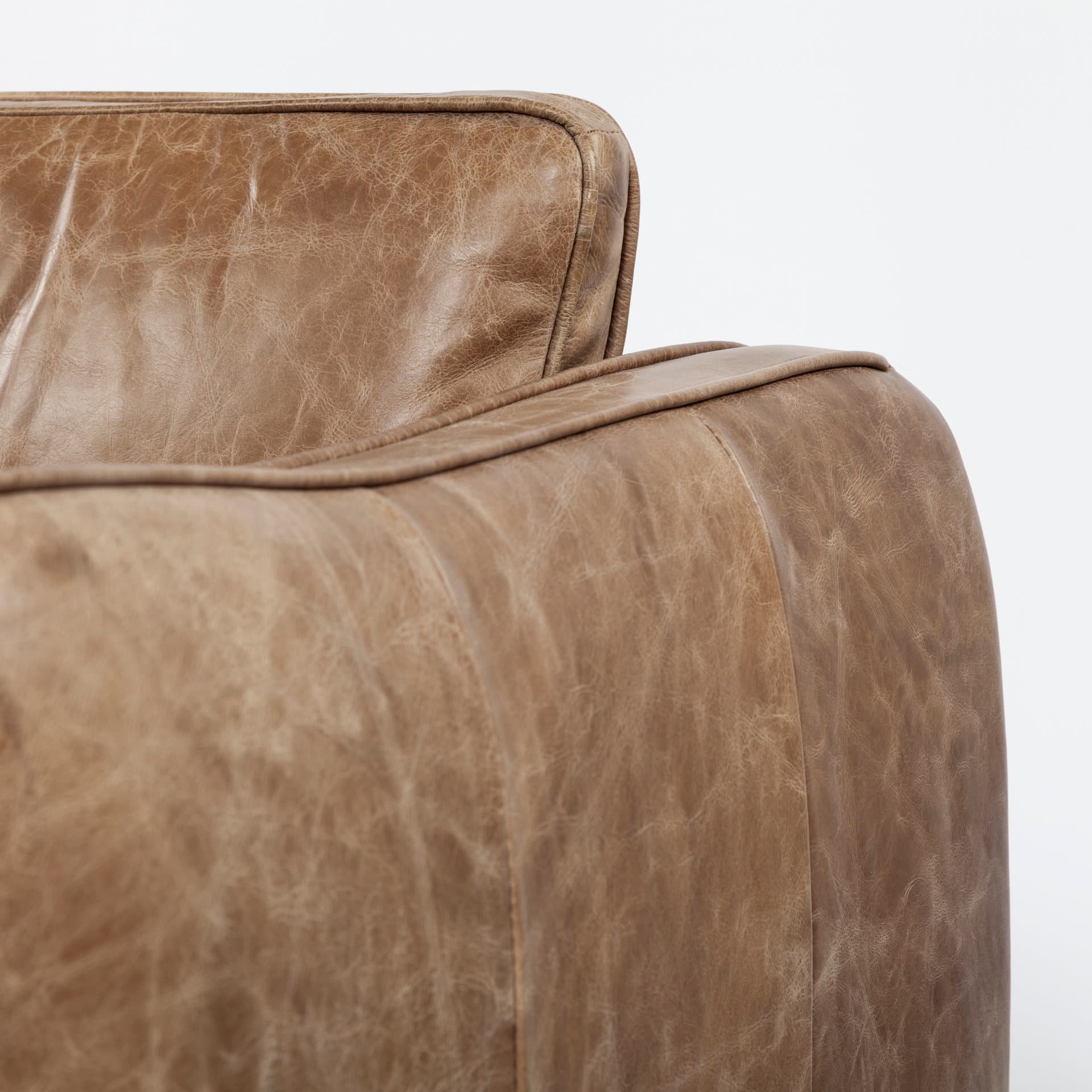 Cobain I 84" Brown Leather Two Seater Sofa — product photograph