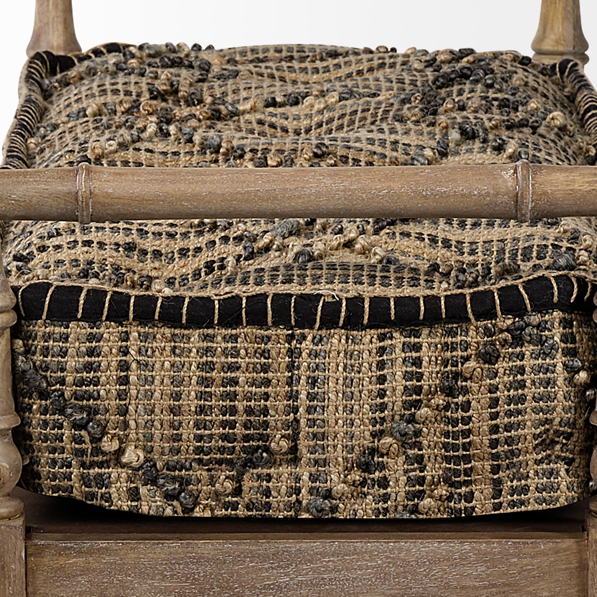 Fullerton II 57L x 21W Jute Patterned Top W/Brown Wood Base Accent Bench — product photograph