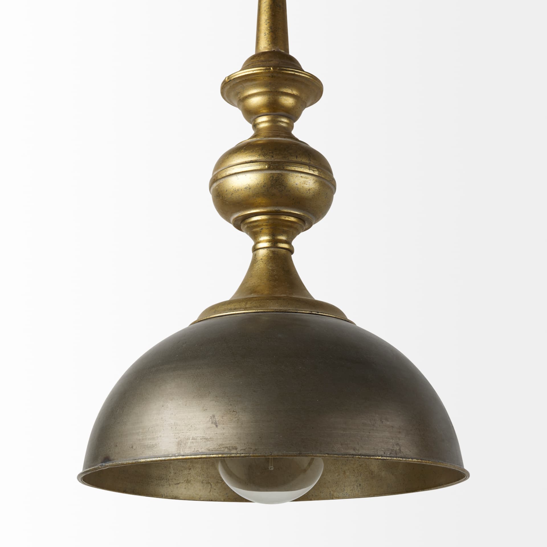 Capsa 17x29 Antique Gold and Silver Toned Metal Dome Pendant Light — product photograph