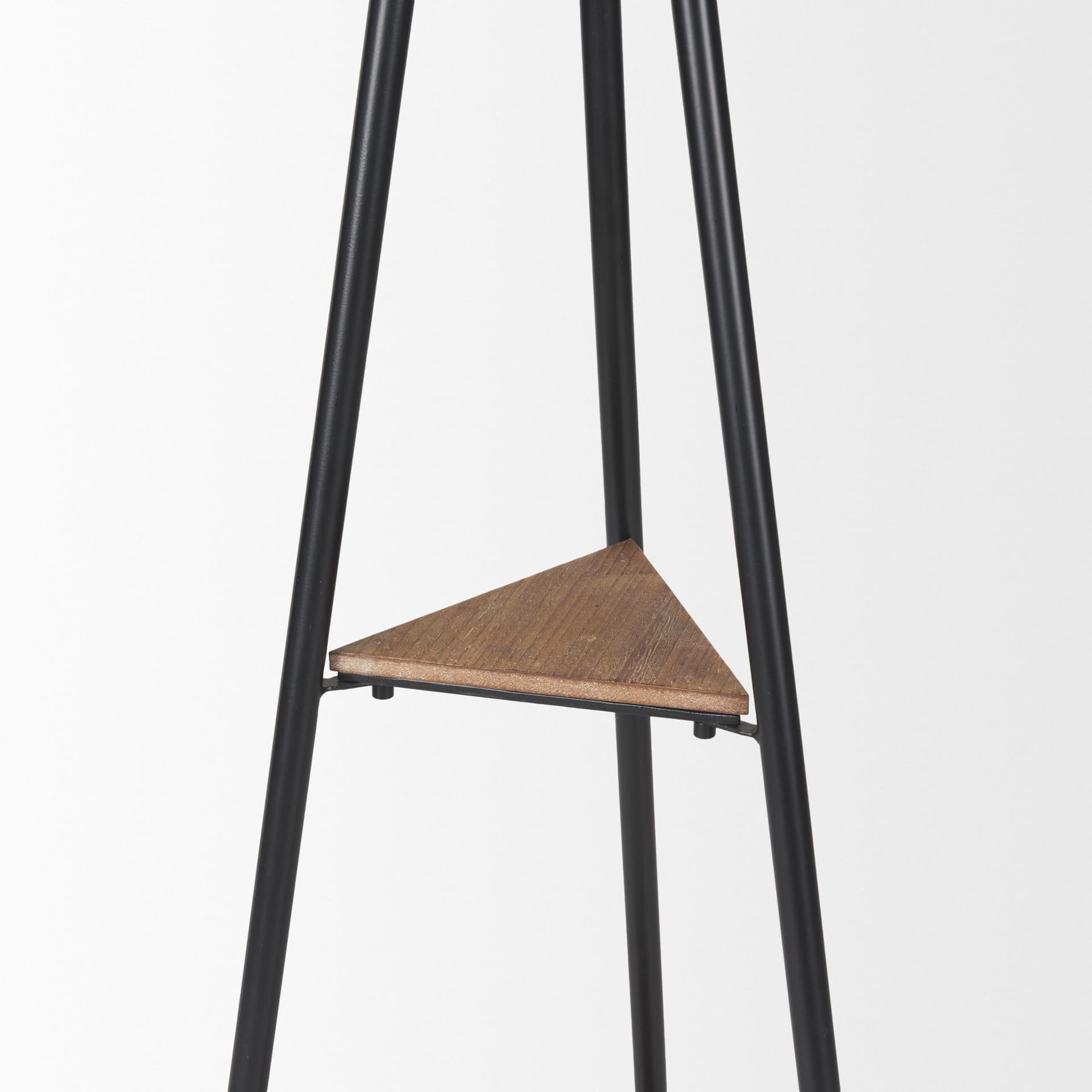 Everett Matte Black Metal w/ Two Wood Shelves Coat Rack — product photograph